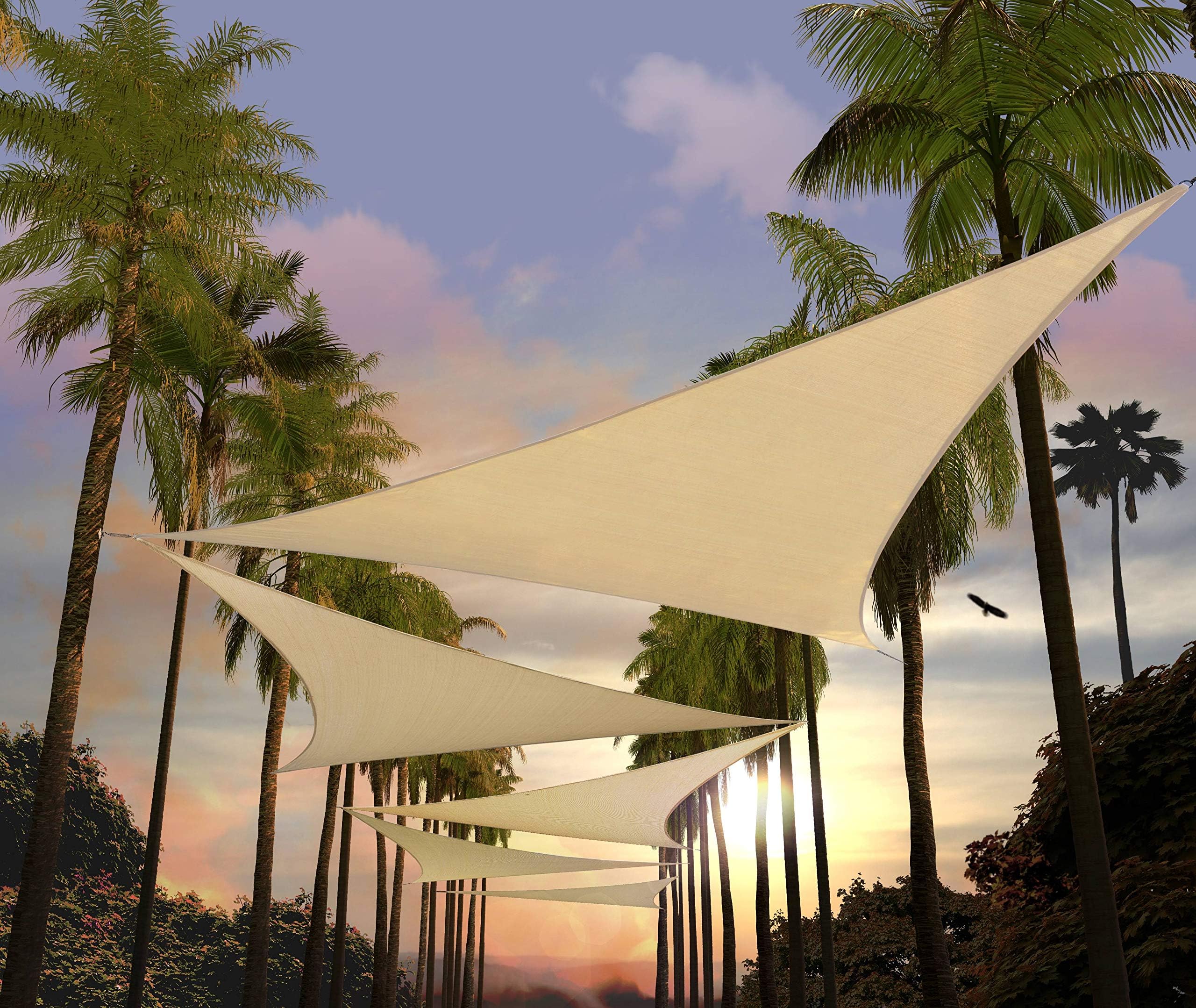 Amgo Custom Size 4' x 4' x 4' Beige Triangle Sun Shade Sail UPF50+ AGTAPRT14, Order to Make Canopy Awning, 95% UV Blockage, Water & Air Permeable, Commercial Standard (We Customize)