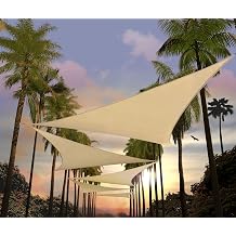 Amgo 8 x 8 x 8 Beige Triangle Sun Shade Sail UPF50+ Canopy Awning AGSLT، حجب للأشعة فوق البنفسجية بنسبة 95%، نفاذية الماء والهواء، 200GSM للخدمة الشاقة التجارية والسكنية، نصنع أحجامًا مخصصة
