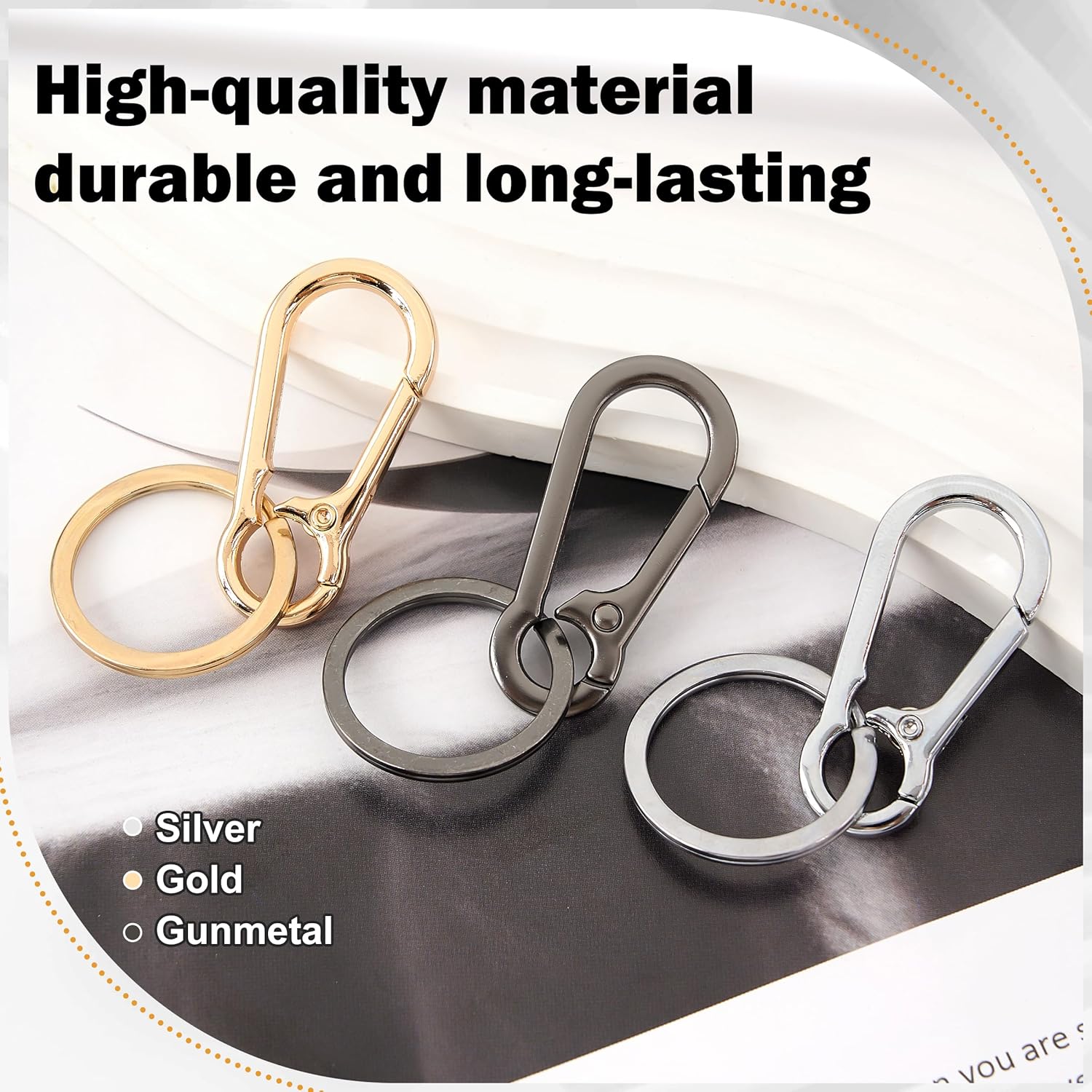 Key Chains, 3 Pcs Sturdy Keychain Clip Set for Women and Men, Durable Easy-to-Press Holder and Hook, 3 Colors - Image 5