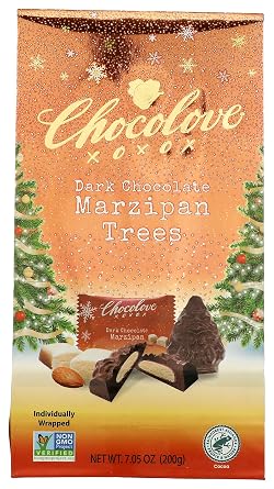Chocolove Dark Chocolate Marzipan Tree Shaped Bites, 7.05 OZ
