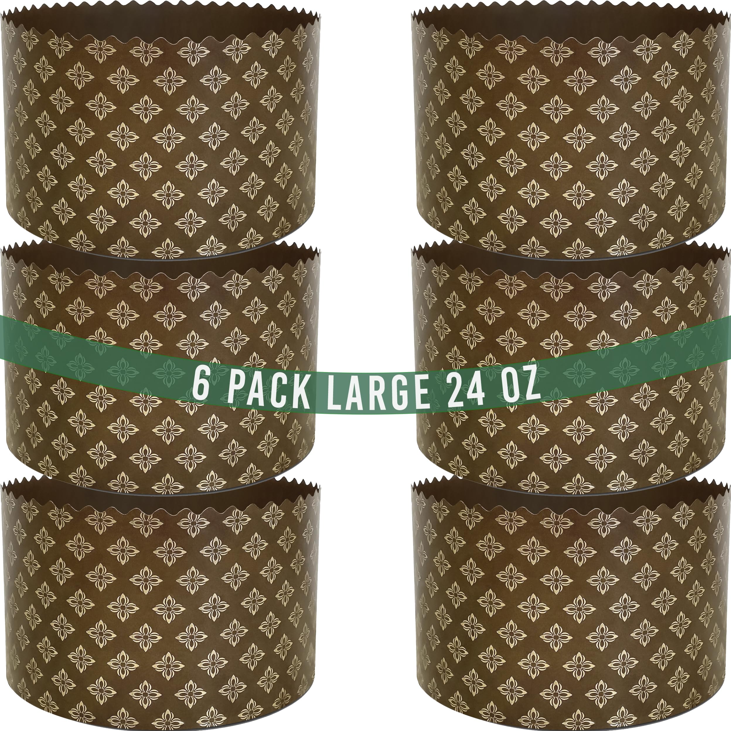 24 oz Geborilma Panettone Mold 6 inch x 4 inch - 6 PACK Panettone Paper Mold Large - 10x15 cms Panettone Liners