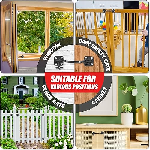 Miniatura 7 de Actualización ajustable Puerta de gancho de cabina de 6 a 10 pulgadas, soporte de 4 puntos de montaje resistente, pestillo de bloqueo de puerta de