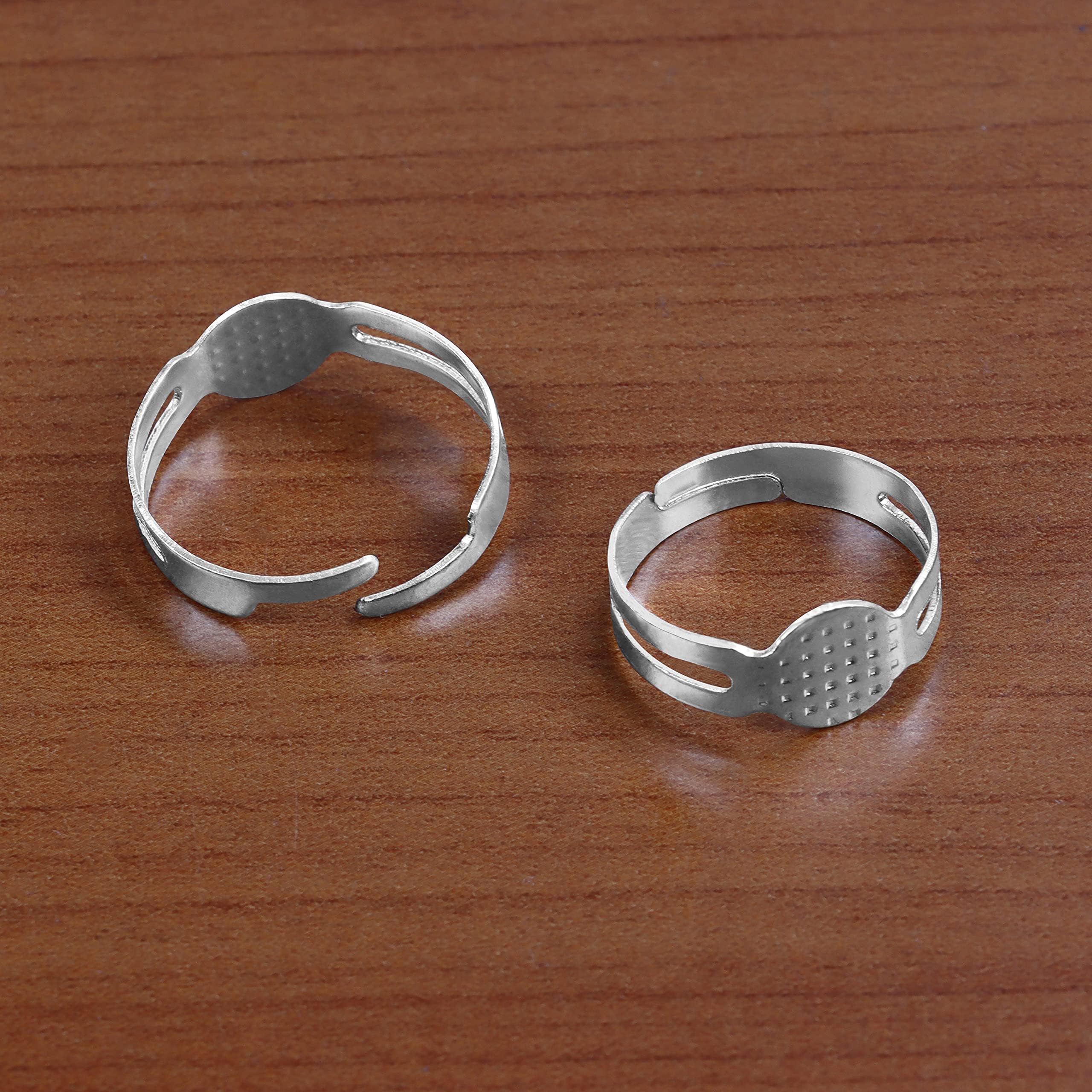 Lot De 10 Bagues De Base Ajustables En Argent - Pour Artisanat Et Création De Bijoux