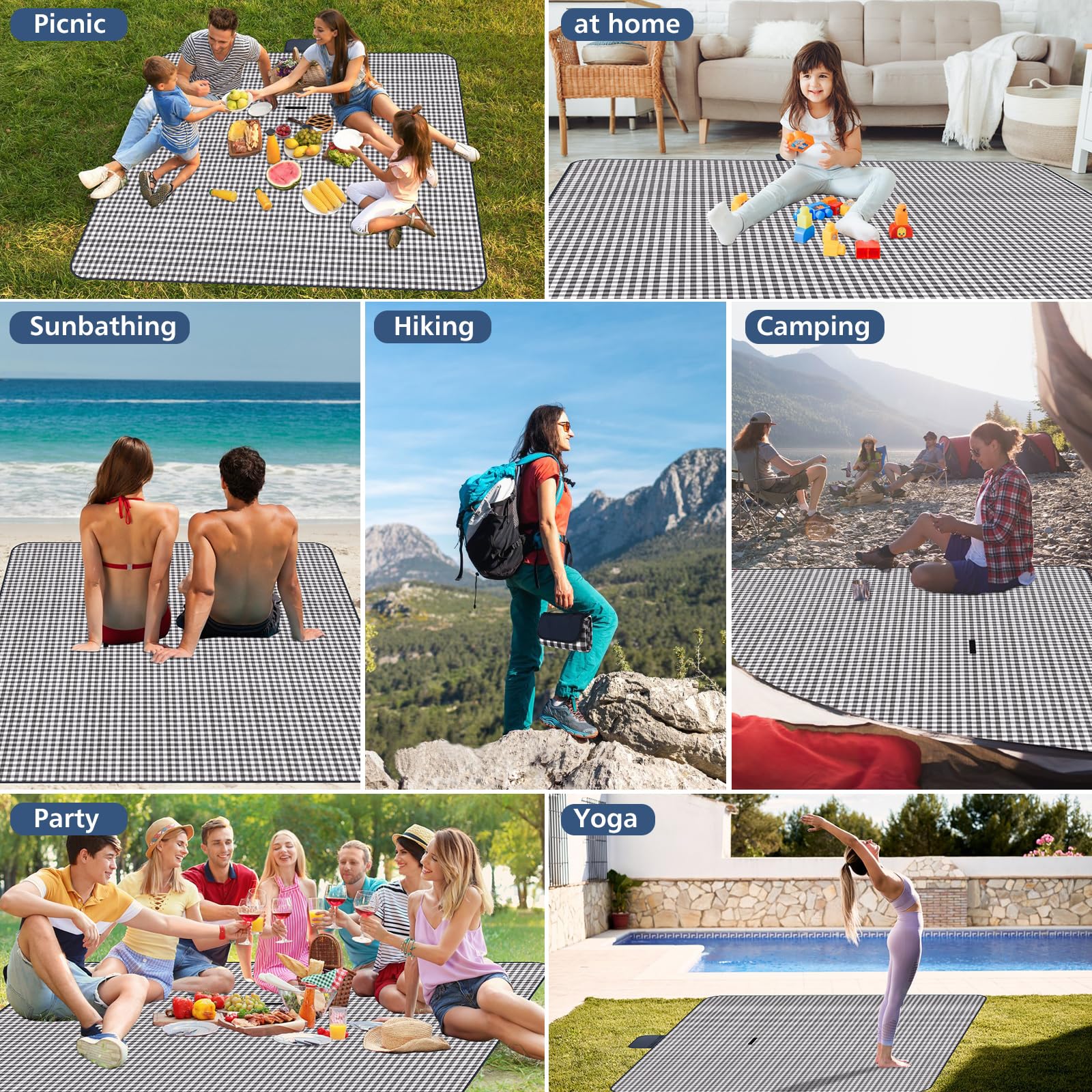 Couverture De Pique-nique Imperméable 200x200cm, Tapis De Pique-nique