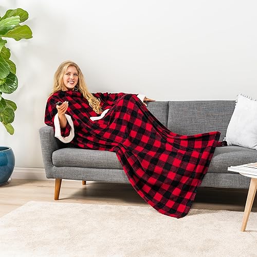 Miniatura 4 de Pavilia - Cobija de lana polar, con mangas, para adultos, hombres y mujeres, elegante, acogedora, cálida, extra-suave, funcional, ligera.