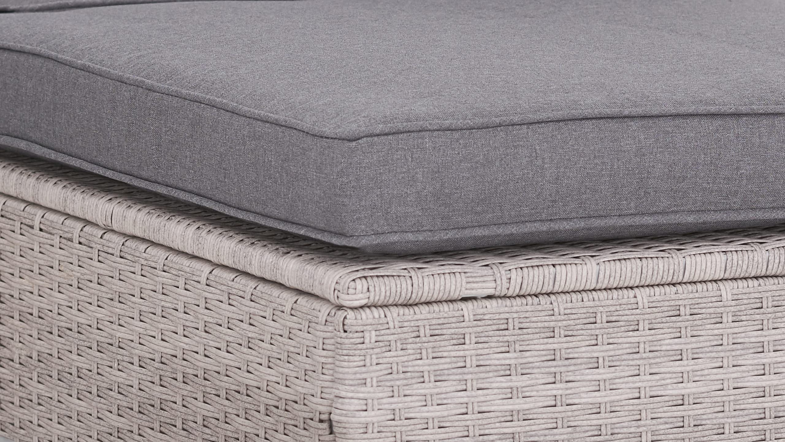 Rattan Polyrattan Lounge Sitzgruppe Garnitur Gartenmöbel aus 3 Sitzer Sofa, Hocker, Tisch mit Stauraum und Abstelltisch mit Glassplatte
