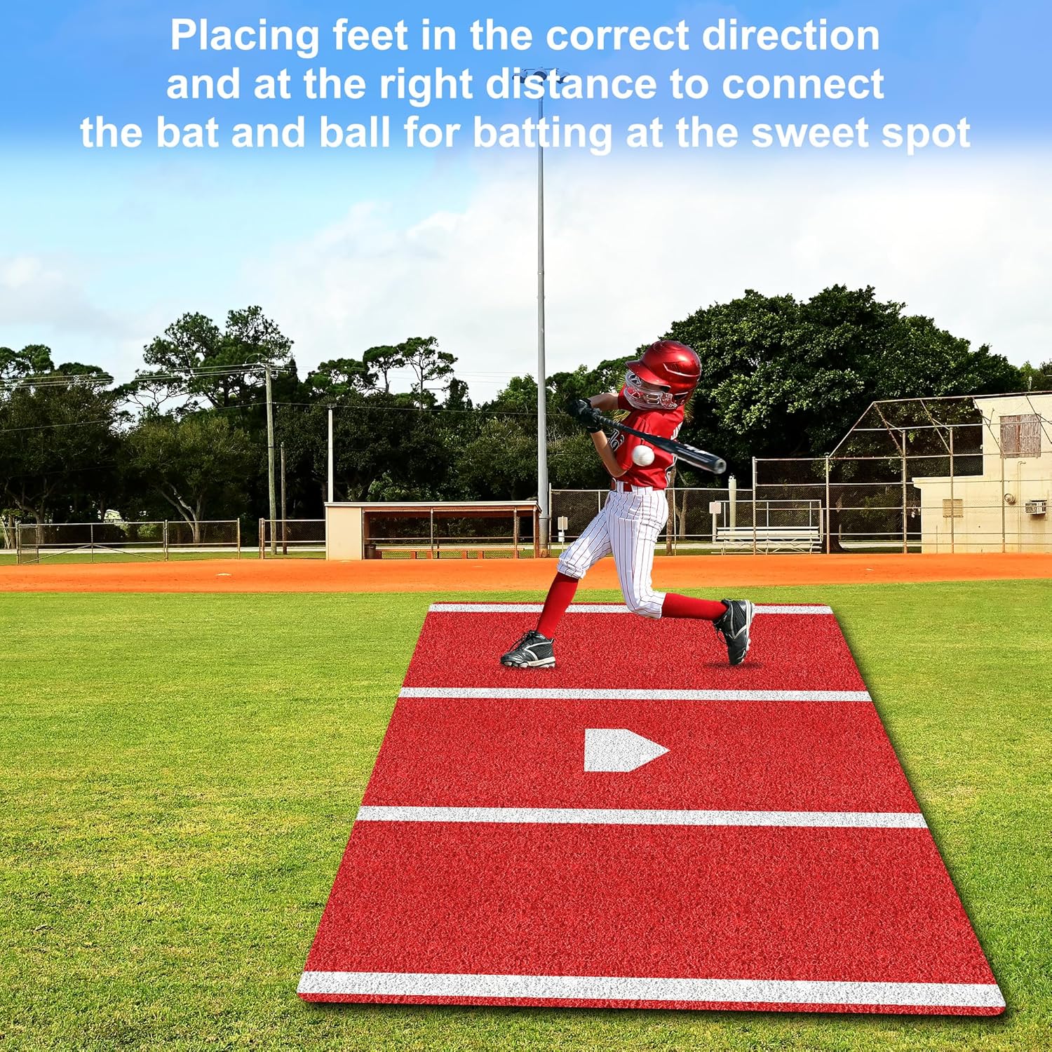 Baseball Hitting Mat, Batting Batting Mat for Hitting Batting Cage Softball Batter Stance Training Mat to Improve Batting Posture Baseball Mats Indoor/Outdoor
