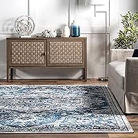 Vista 9 de nuLOOM Maryanne - Alfombra decorativa de medallón de transición, 2 x 3, color azul