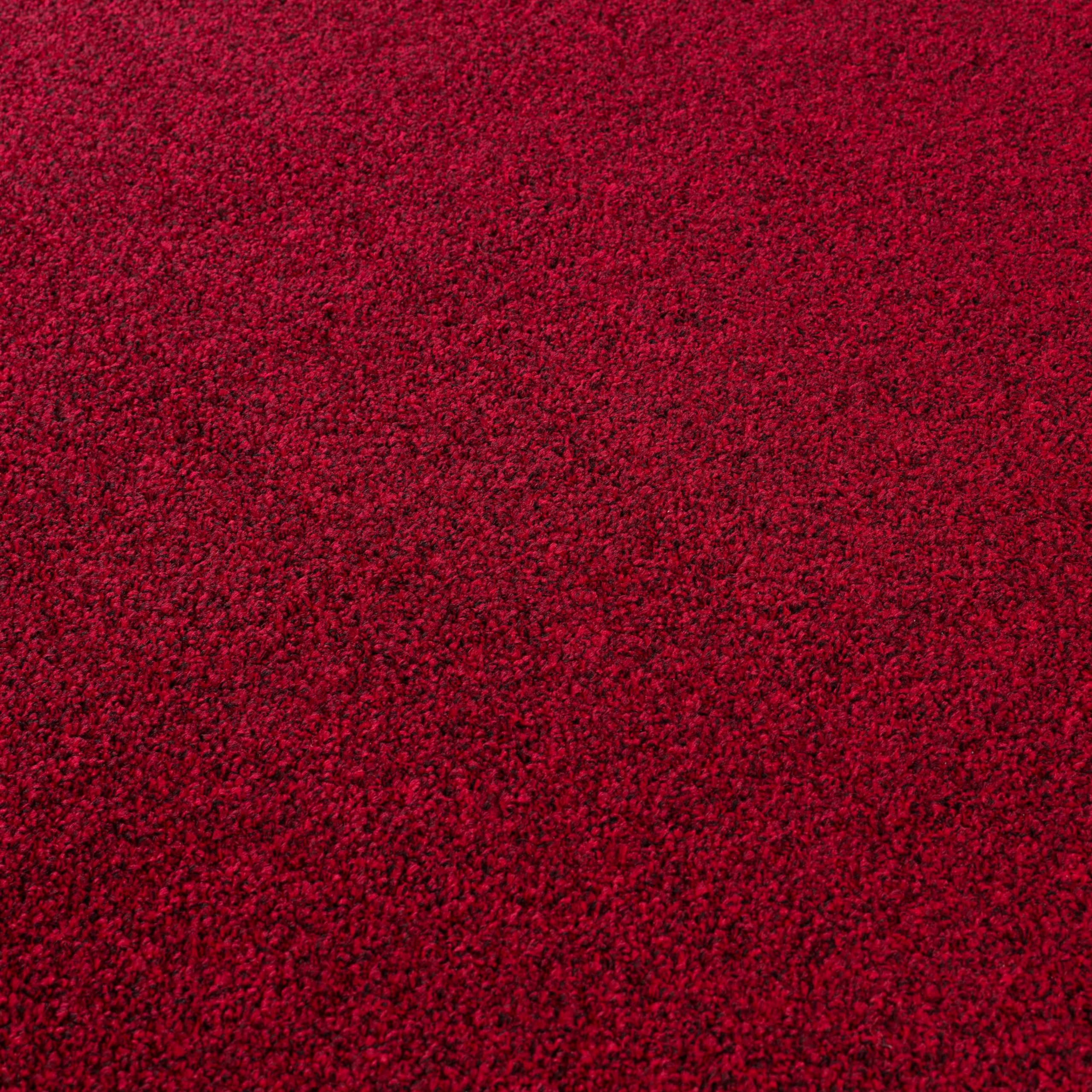 HomebyHome Teppich 160x230 cm Rot, Kurzflor, Einfarbig, Modern, Rechteckig, Pflegeleicht, Rutschhemmend, Bodenteppich für Wohnzimmer, Schlafzimmer, Essbereich