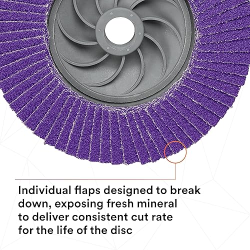 Miniatura 21 de 3M Disco de solapa 769F, tipo 27, 80+, 4-1/2 in x 7/8 in, abrasivo de alto rendimiento, disco de pulido y acabado de grano de precisión de cerámica