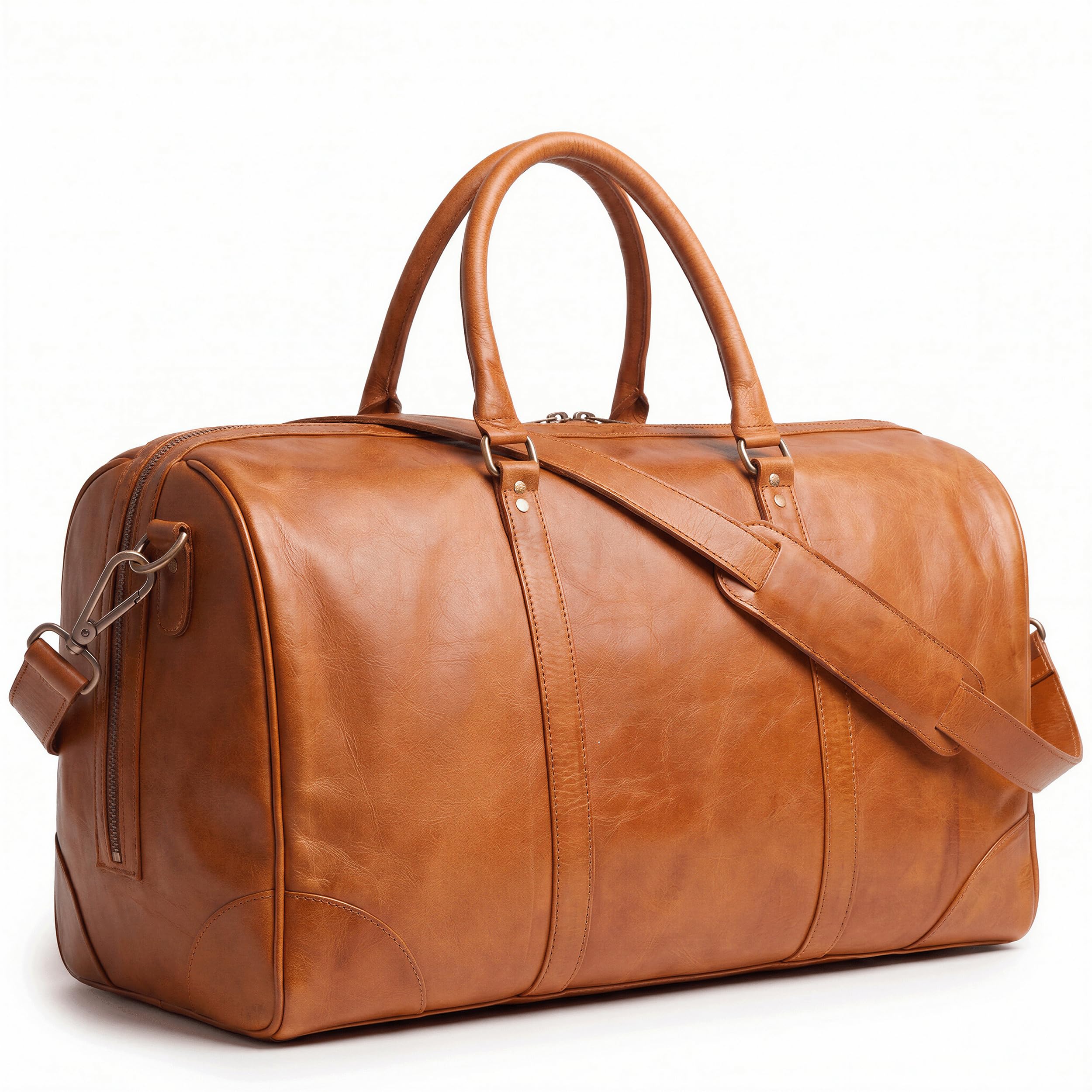 SID & VAIN große Weekender echt Leder - Sporttasche Berlin groß - Reisetasche Handgepäck mit Schultergurt - Ledertasche Herren und Damen braun handgefertigt