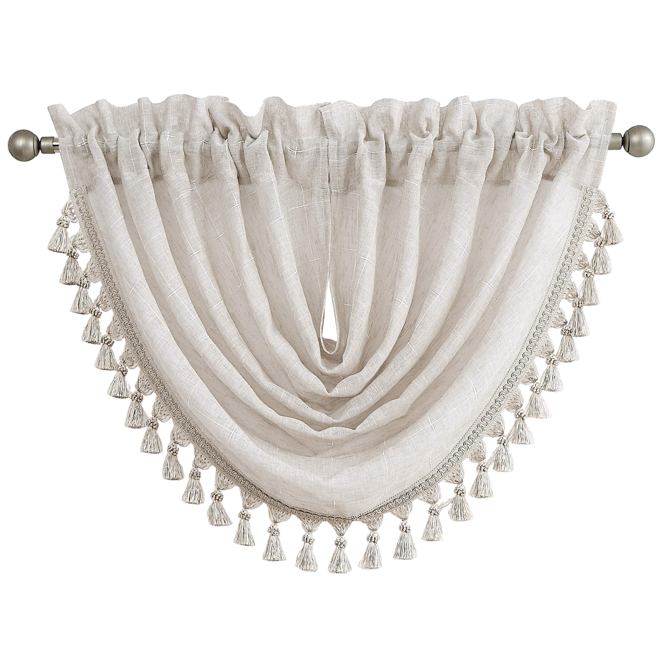 Rideau en lin blanc Central Park motif broderie cascade 142x96 cm