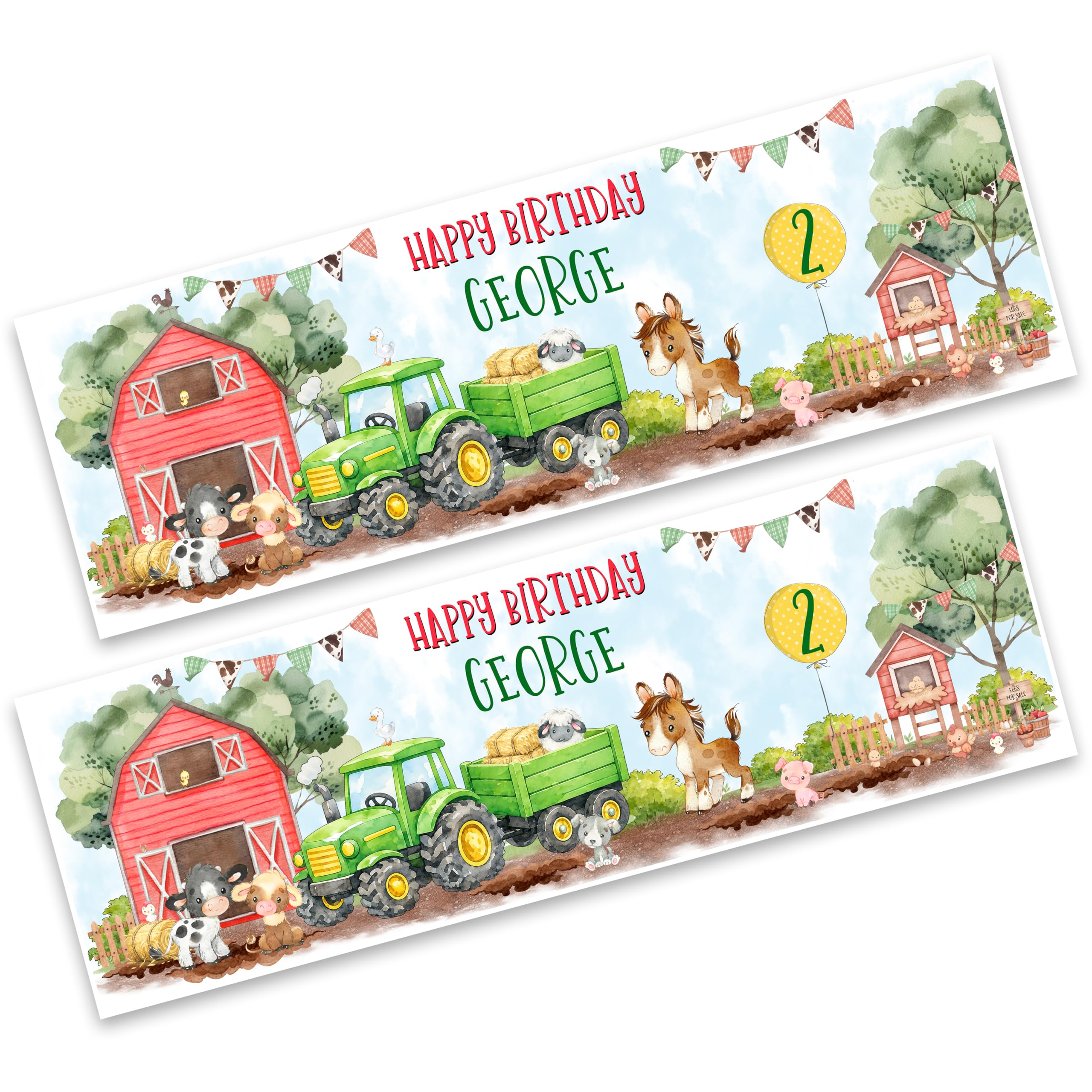 Personalised Farmyard Birthday Banner Party Decoration x 2