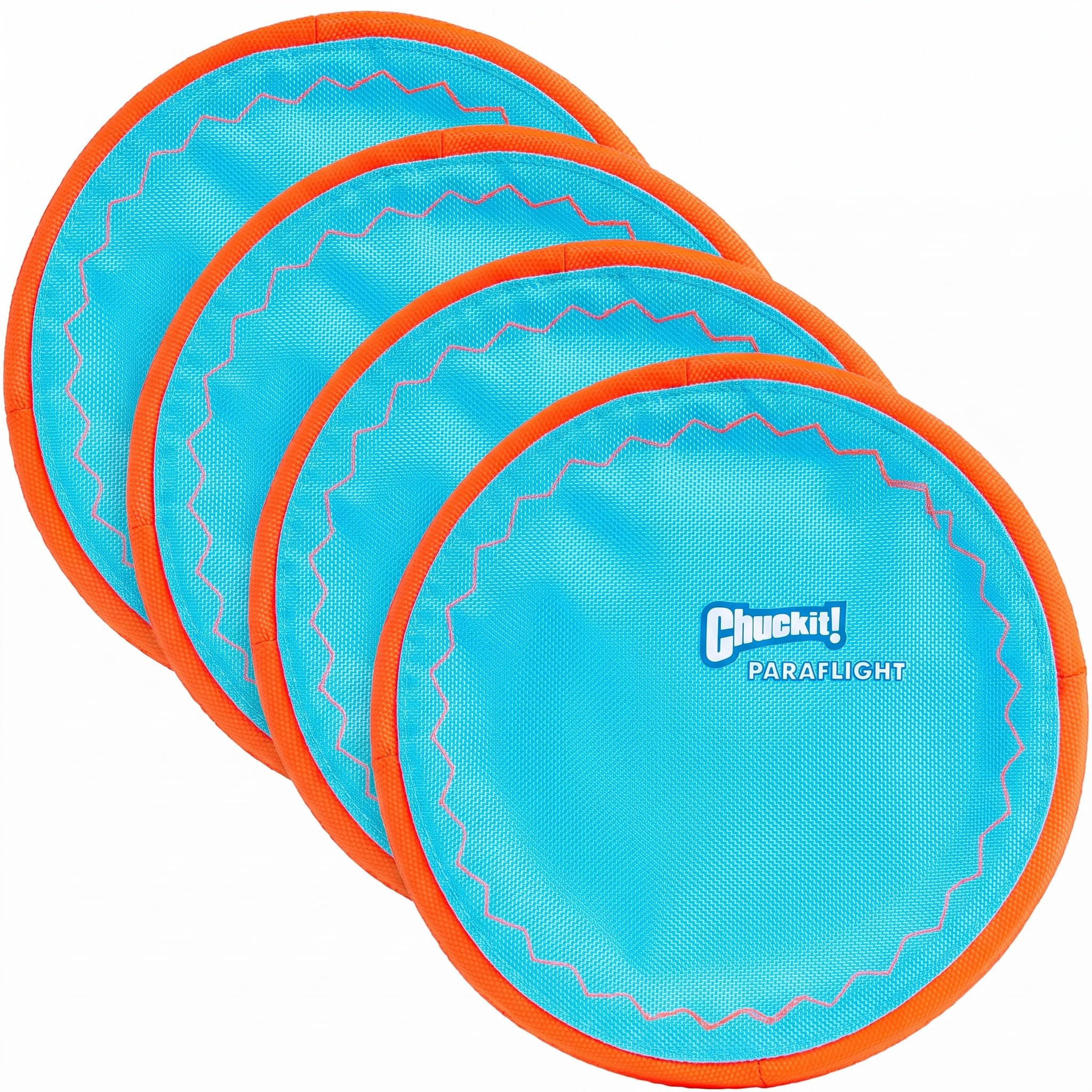 Chuckit! Paraflight Flying Disc Dog Toy - Water Floating Flyer - Durable Nylon Construction with Soft Rubber Edges - for Medium and Large Dogs - Size Large - 9.75" L x 9.75" W -,1 Count (Pack of 4)