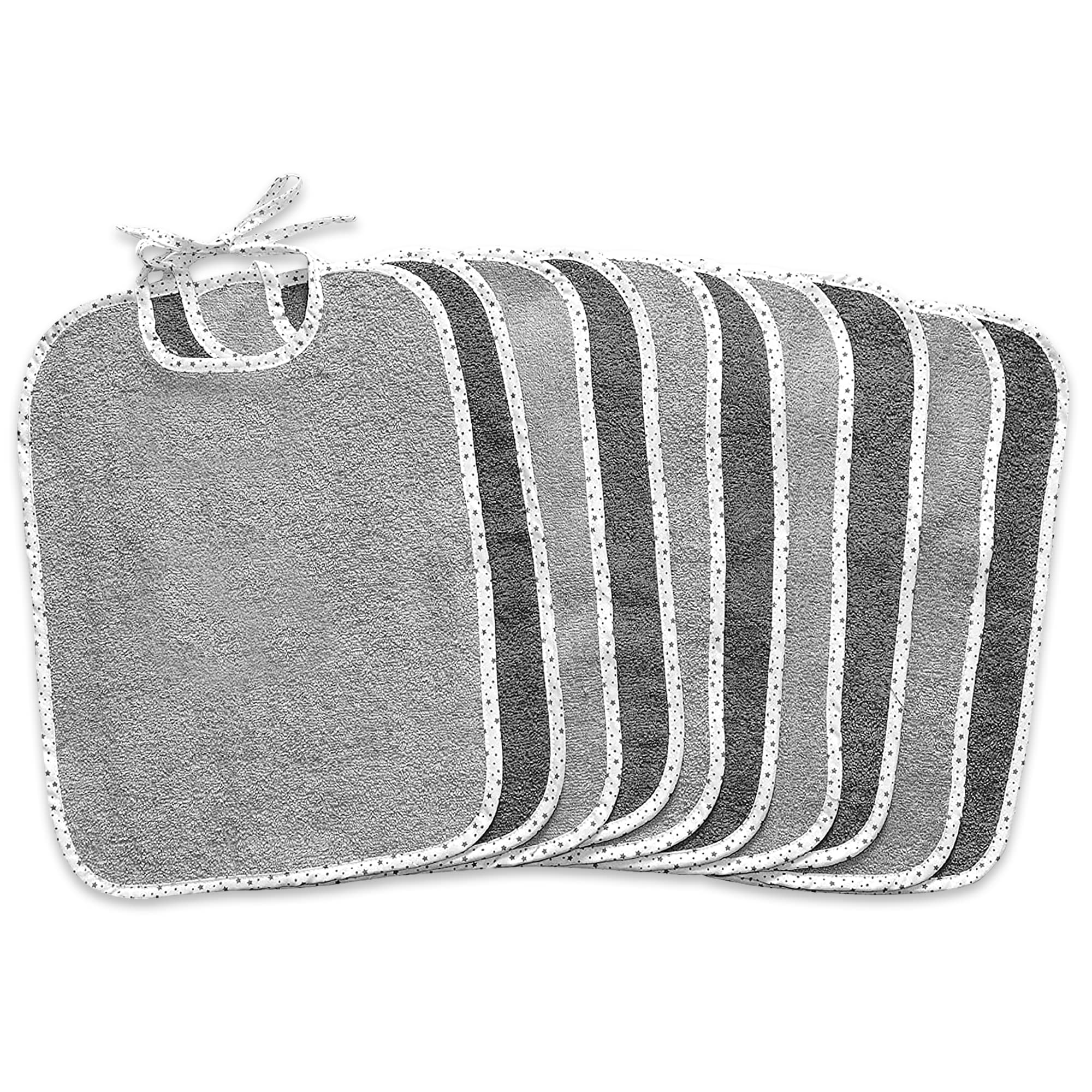 KiGATEX 10 x Babylätzchen aus 100% Baumwolle - Verstellbare Lätzchen - Extrem saugfähiger Frottee-Latz zum Binden - Öko-Tex zertifiziert - 30 x 40 cm