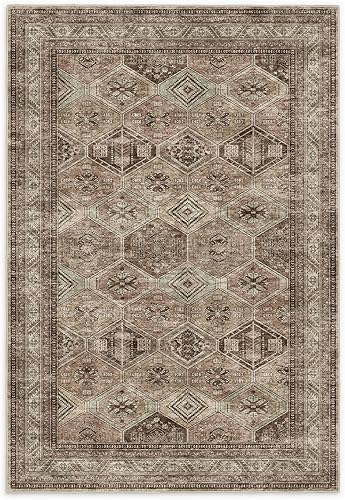 Miniatura 21 de Alfombras lavables de área 8x10, para sala de estar, alfombra antideslizante de pelo bajo para comedor dormitorio Crema claro,Beige,Beige