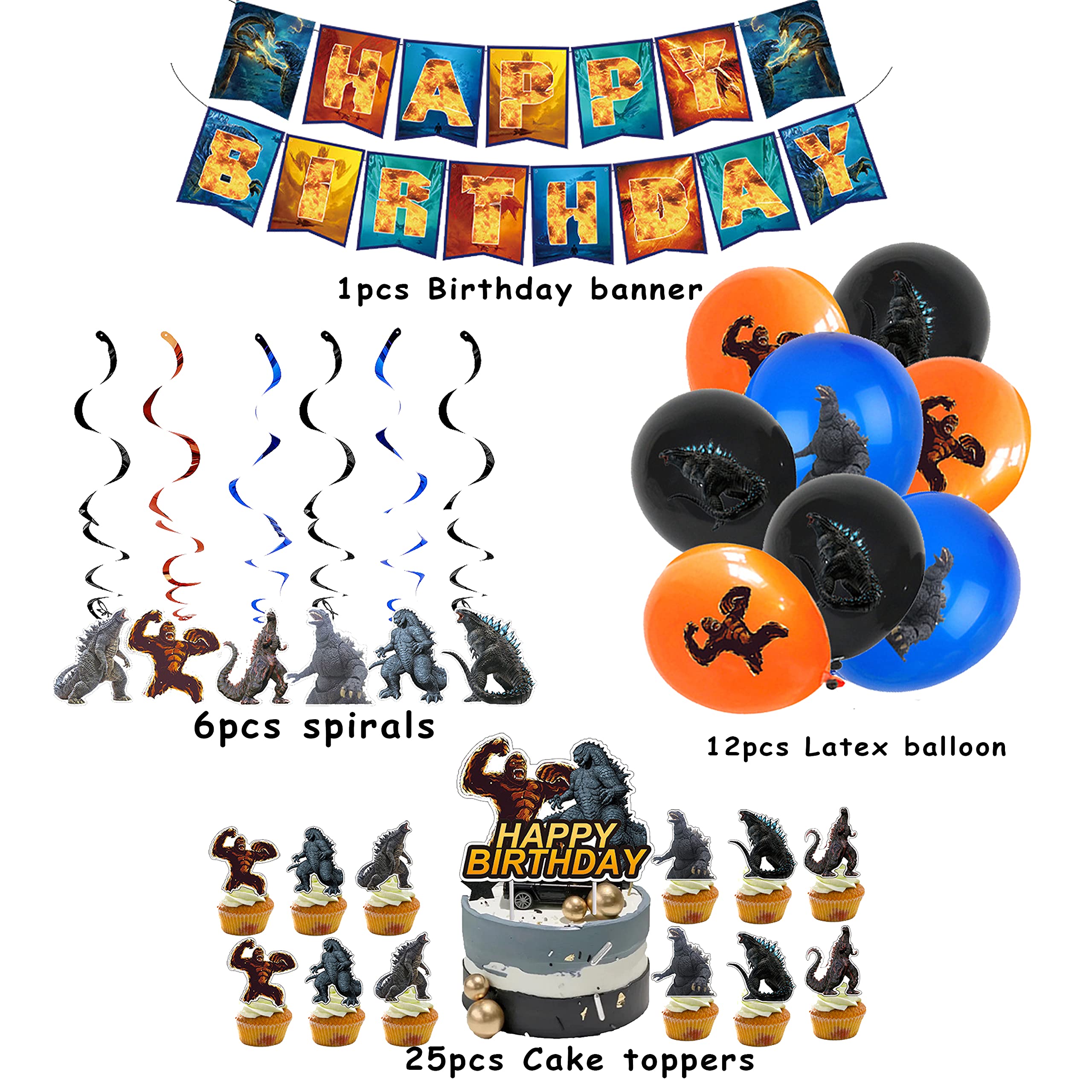 Godzilla Birthday Decorations Godzilla Monsters Balloons Happy Birthday