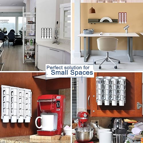 Miniatura 6 de STORAGENIE Soporte para tazas K para Keurig K-Cup, almacenamiento de cápsulas de café, montaje lateral, montaje en pared, perfecto para mostradores