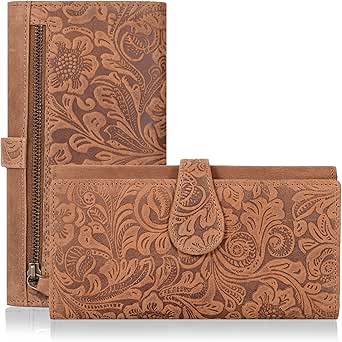 Women’s Leather RFID Blocking Trifold Wallet with ID Window