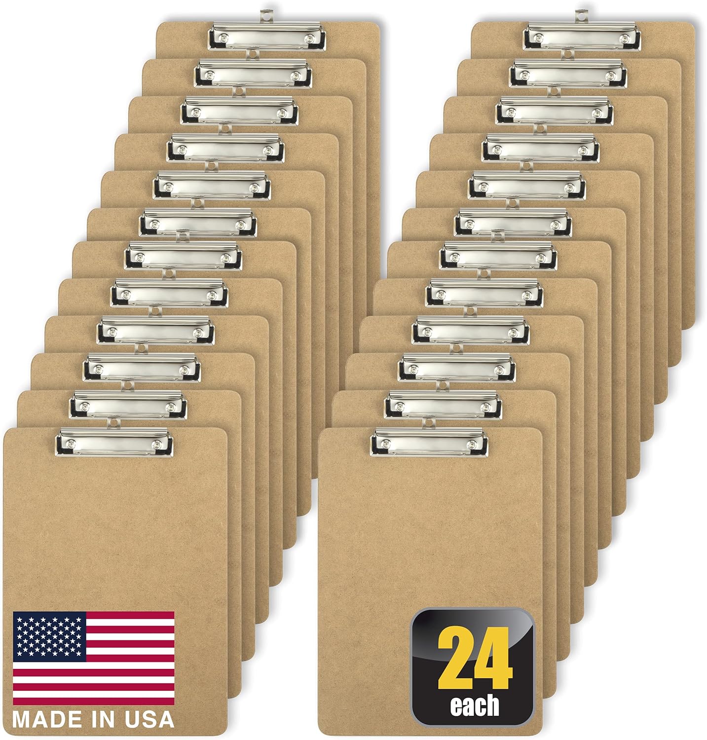 Officemate recycled wood clipboards, low profile clip, 24 pack
