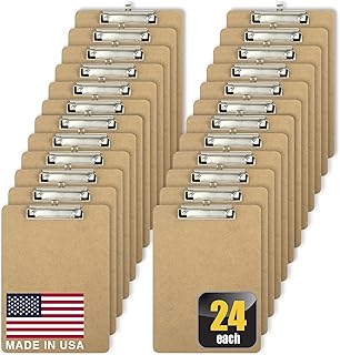Officemate Recycled Wood Clipboards, Low Profile Clip, 24 Pack Clipboards, Letter Size (9 x 12.5 Inches), Brown (83824)