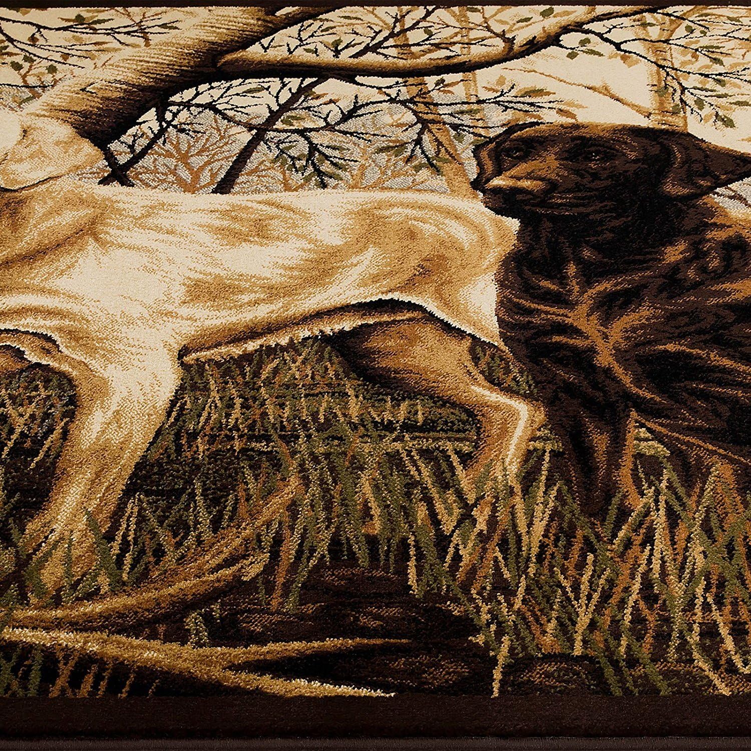 CR Wildlife Cabin Nature Labrador Retriever Scene Area Rug (5 Feet 3 Inch X 7 Feet 5 Inch)