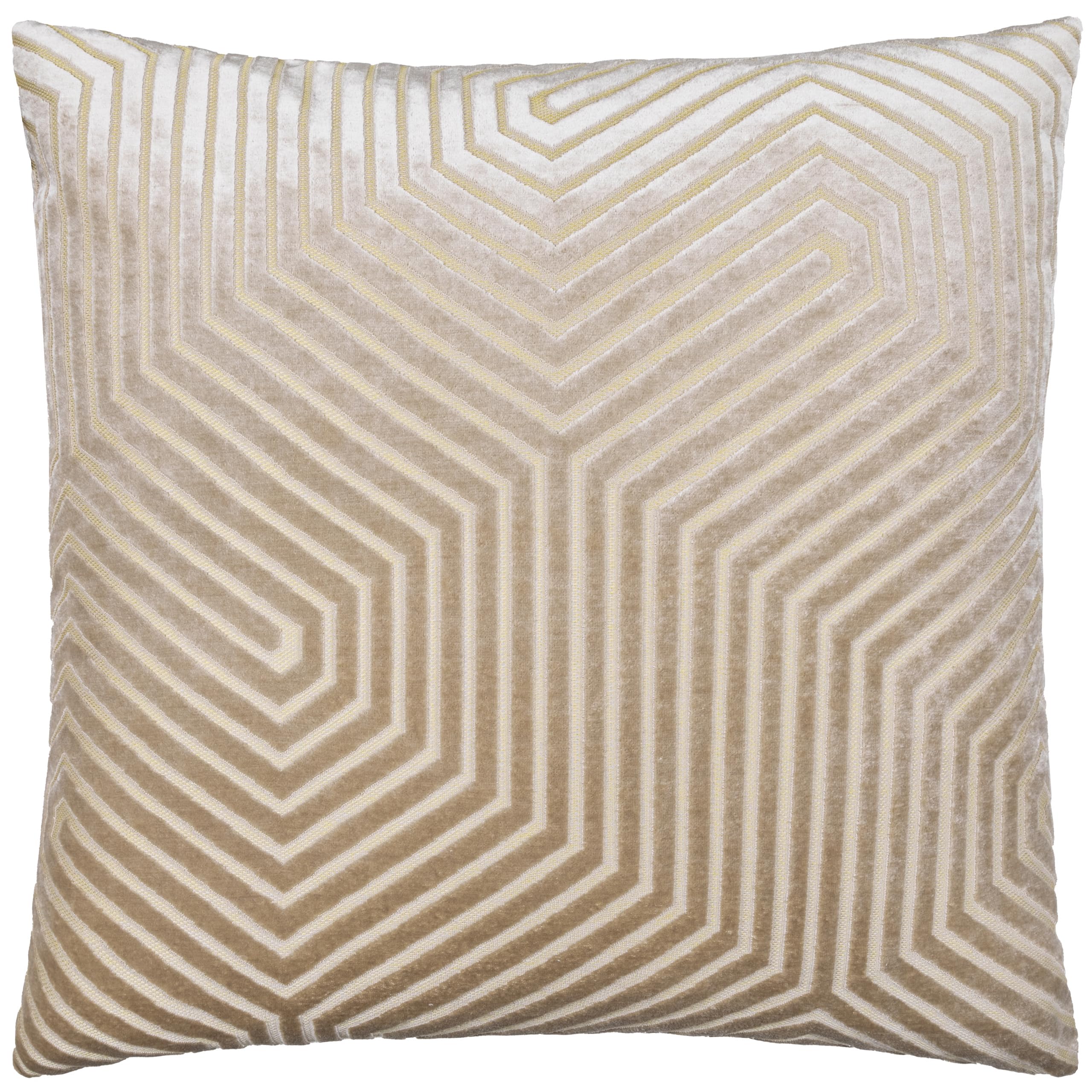 Paoletti Evoke Velvet Feather Filled Cushion – Luxurious Chevron Pattern Decorative Square Pillow With Filling (Mink - 55x55cm)