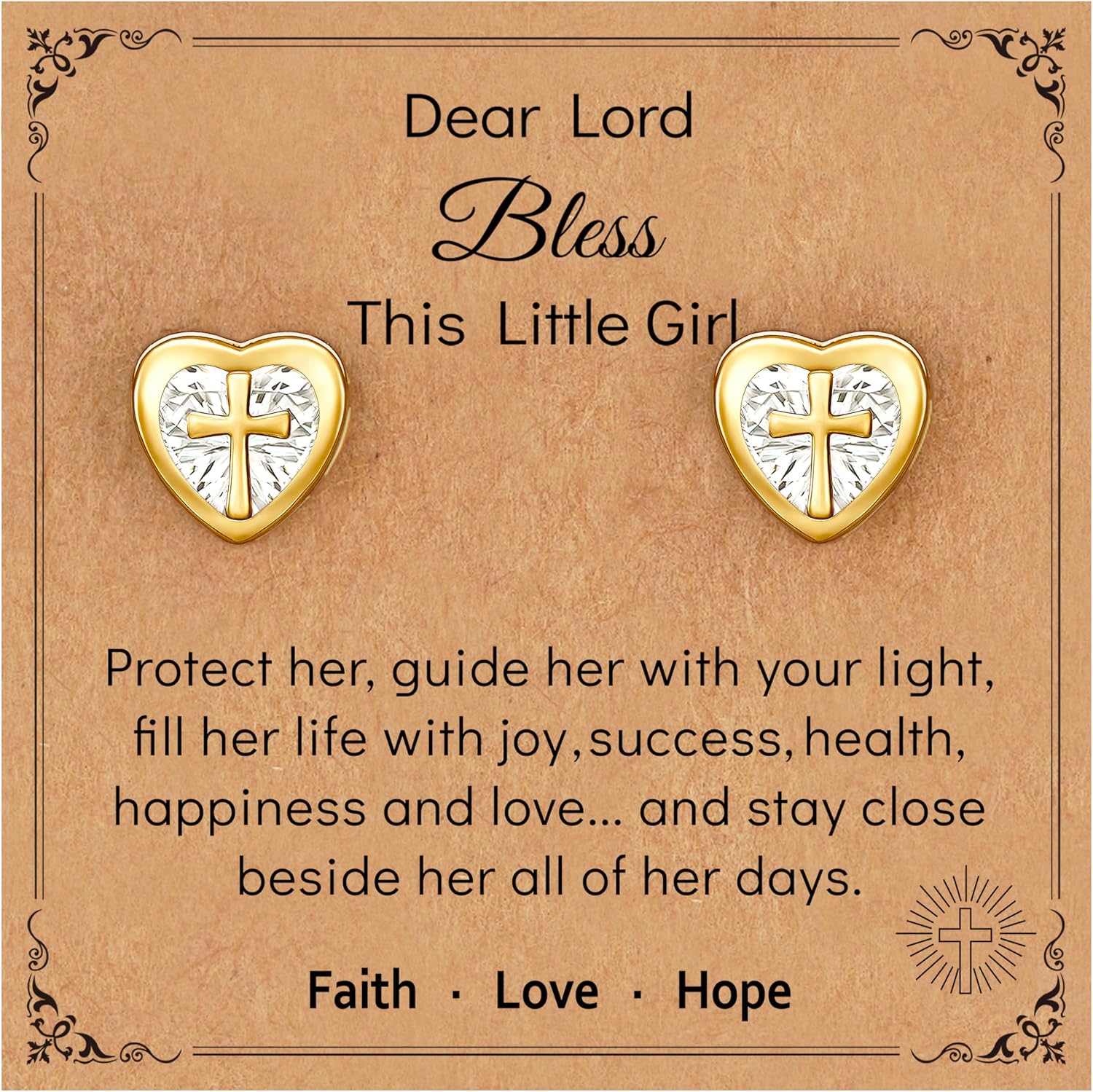Cross Earrings Birthday First Communion Confirmation Baptism Gifts for Daughter Granddaughter Niece Goddaughter