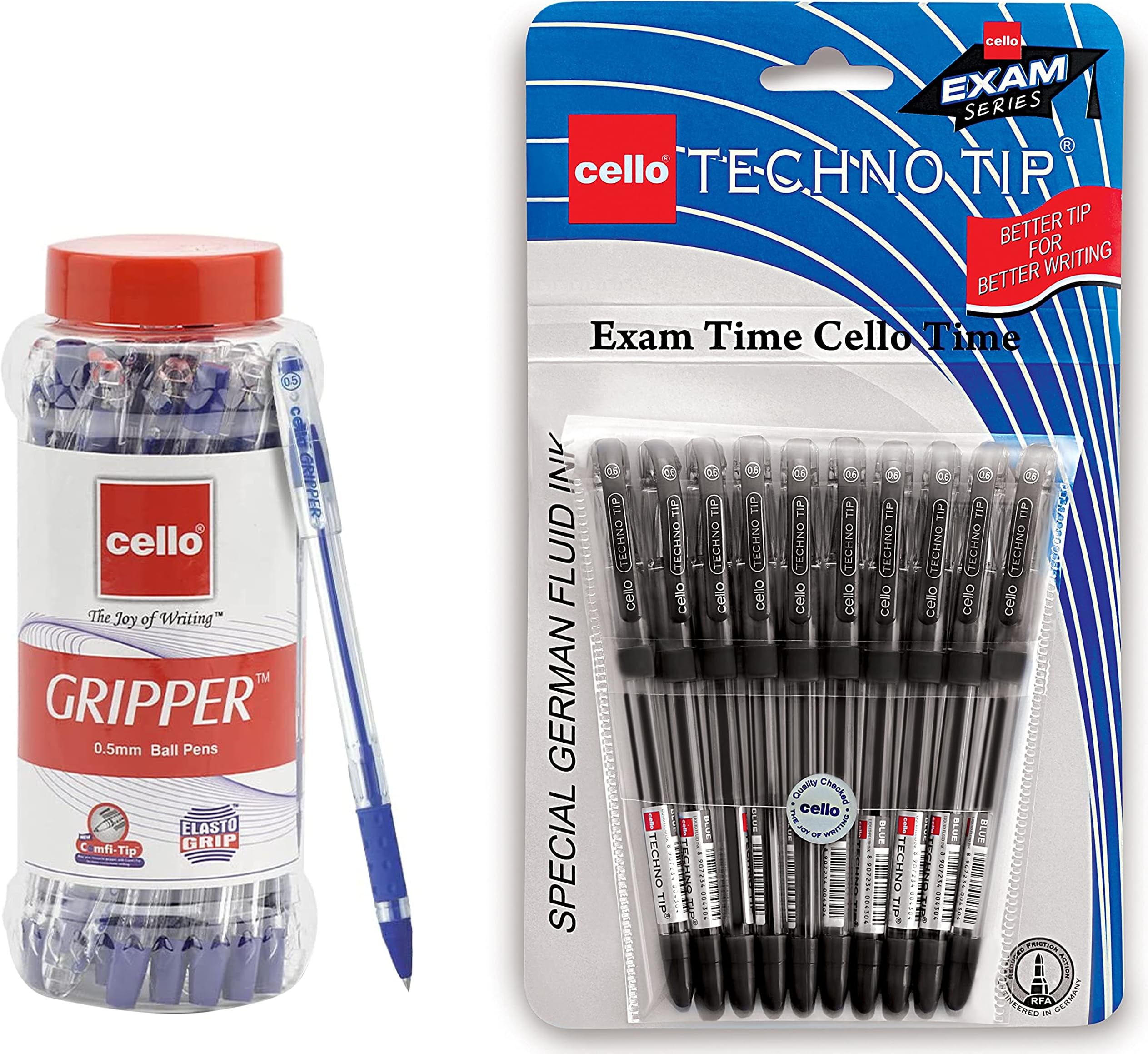 Cello Gripper Ball Pen Jar of 25 Blue Ball Pens Technotip Ball Pen