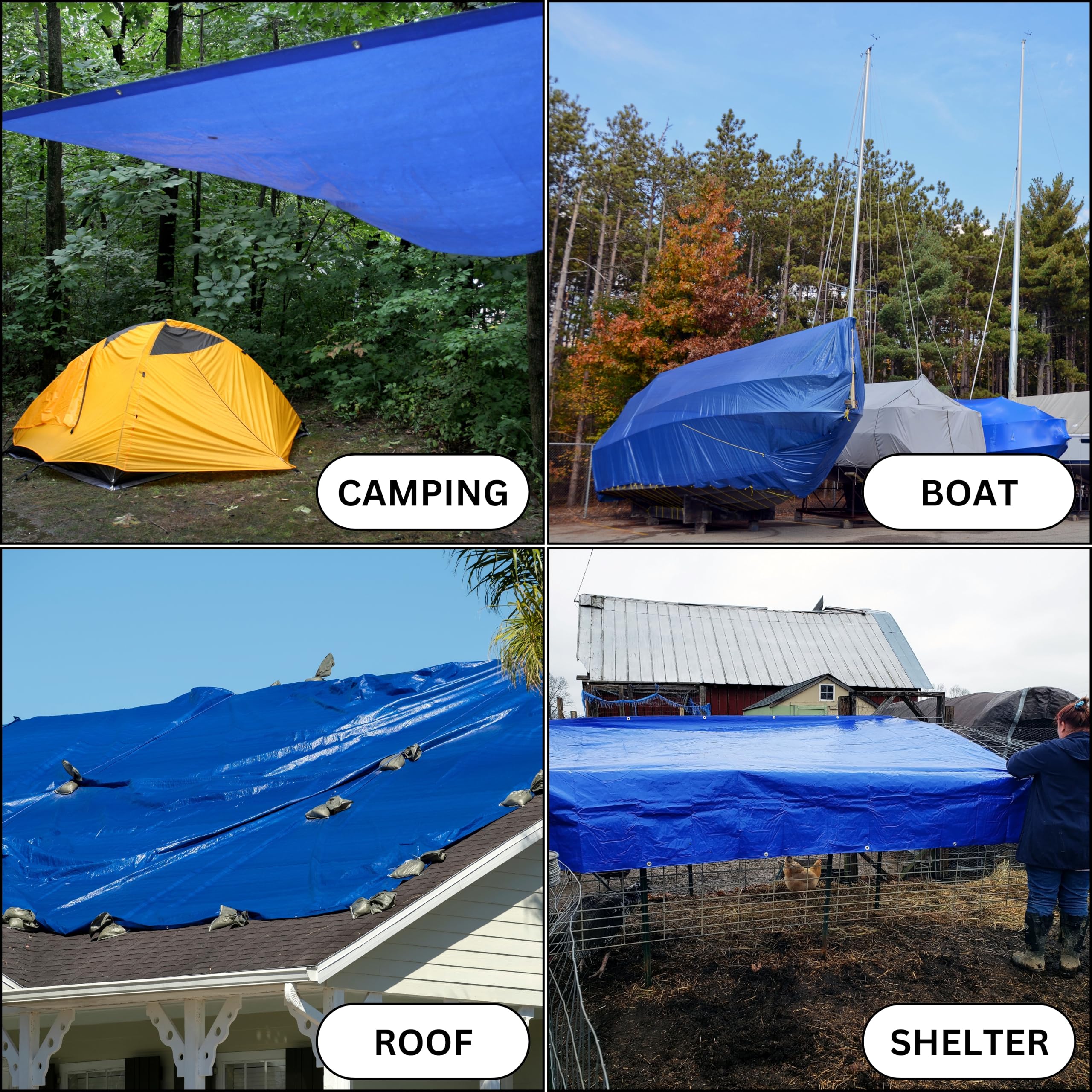 Amazon.com: All Purpose Blue Poly Tarp, Waterproof Tarp w/Grommets