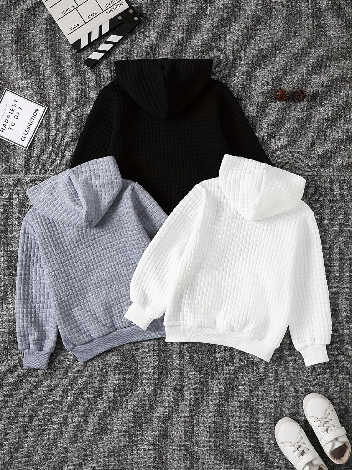 JOLYSHILD Boys Long Sleeve Hooded Sweatshirt 3 Piece Pullover Hoodie Sweatshirts with Pocket Multicolor 4-12Y - Image 2