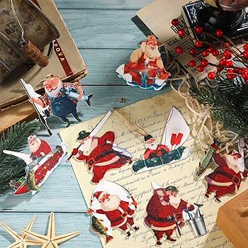 Amazon.co.jp: 36ピース クリスマスサンタクロースオーナメント 木製