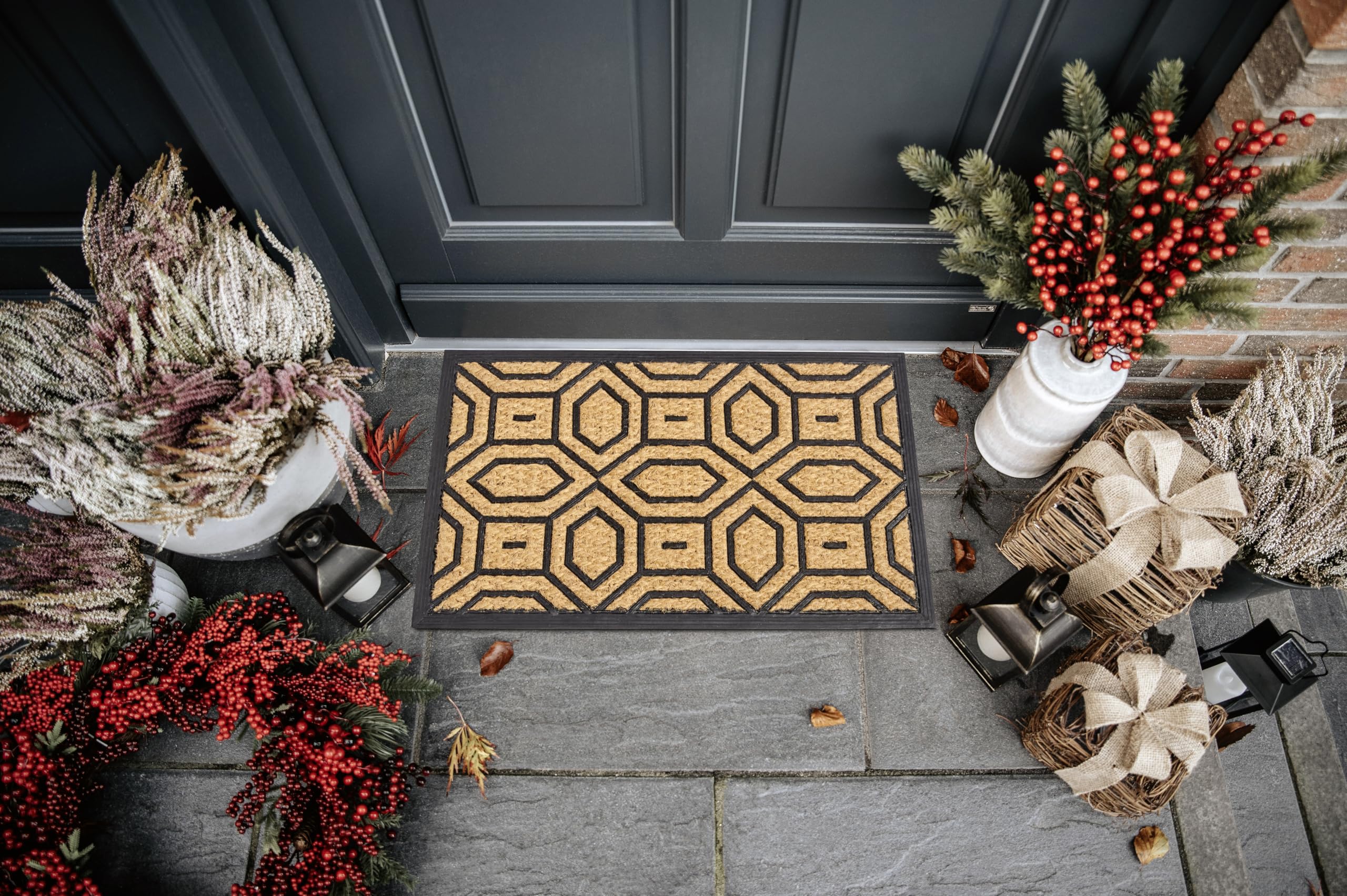 Hanse Home Zerbino In Gomma 45x75 Cm – Motivo Hello – Antiscivolo Per Esterno E Interno – Resistente Alle Intemperie – Colore Nero Con Scritta Oro