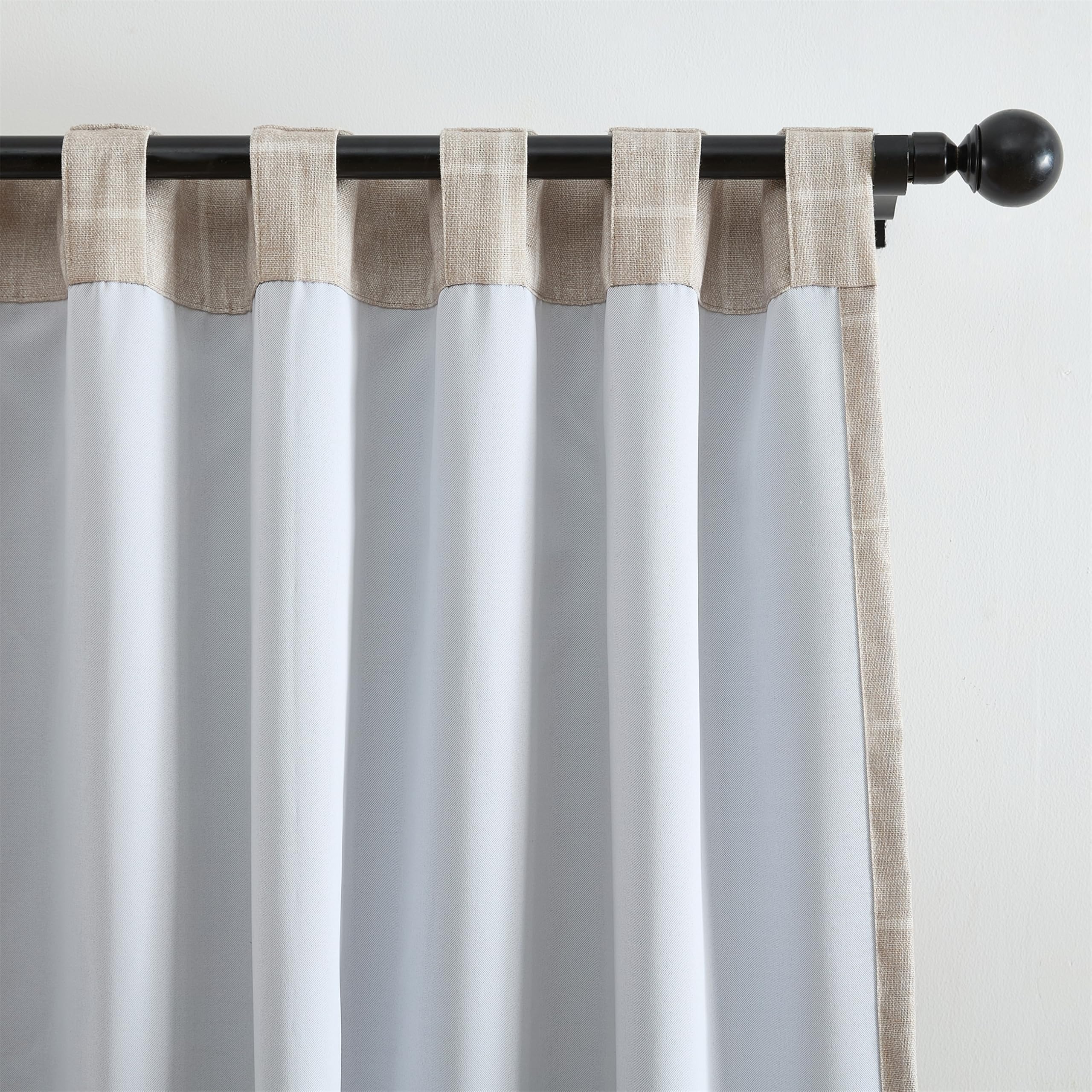 Elrene Home Fashions Sawyer Rideau de fenêtre occultant à Carreaux avec Passe-Tringle/Pattes arrière pour Salon, Chambre à Coucher, Bureau, 132,1 x 241,3 cm, Lin