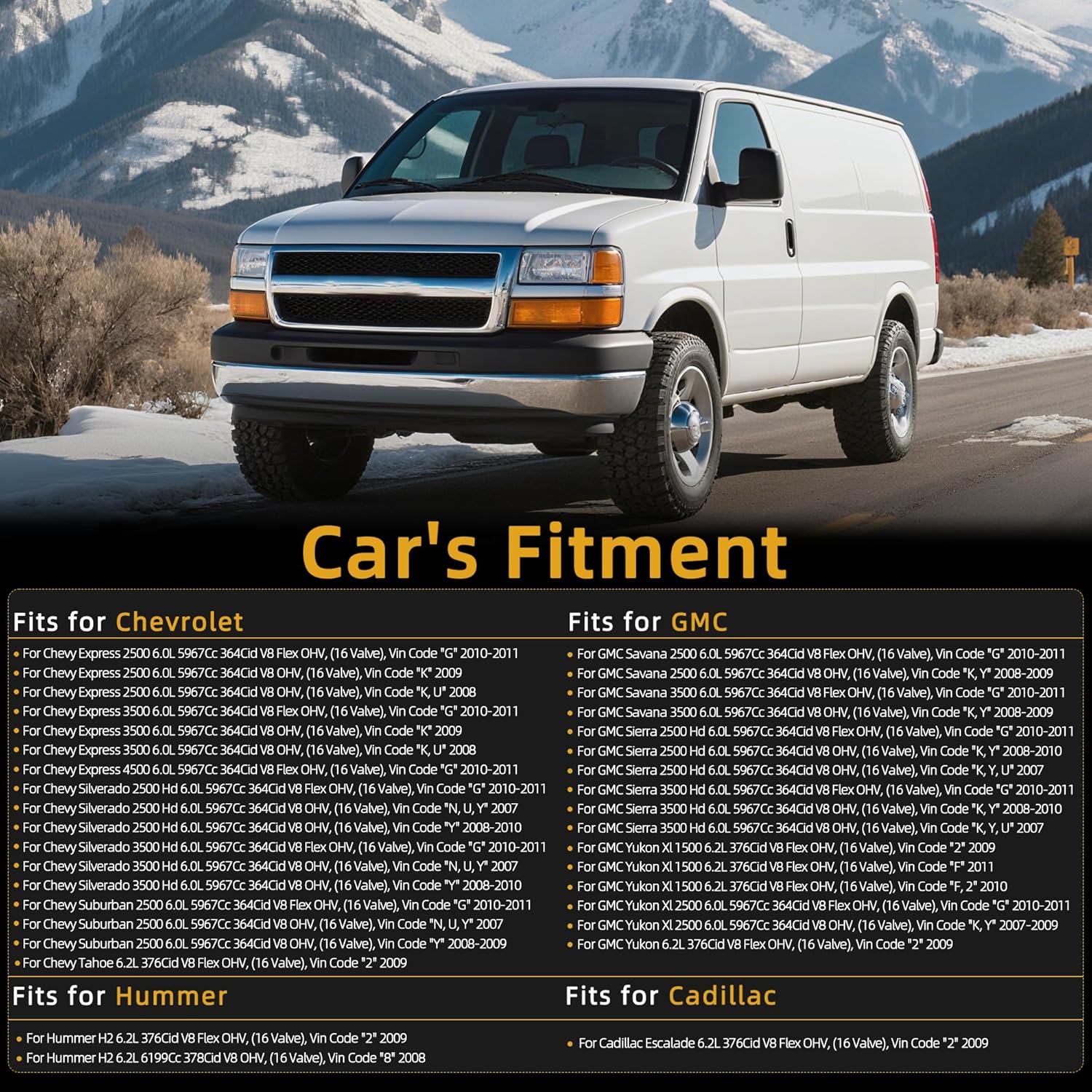 Head Gasket Set with Bolts,for Chevy Express/Silverado/Suburban/Tahoe, for GMC Savana/Sierra/Yukon XL, for Cadillac Escalade, for Hummer H2, 07-11, 6.0/6.2L V8, HS26192PT-5, ES72220, ES72390