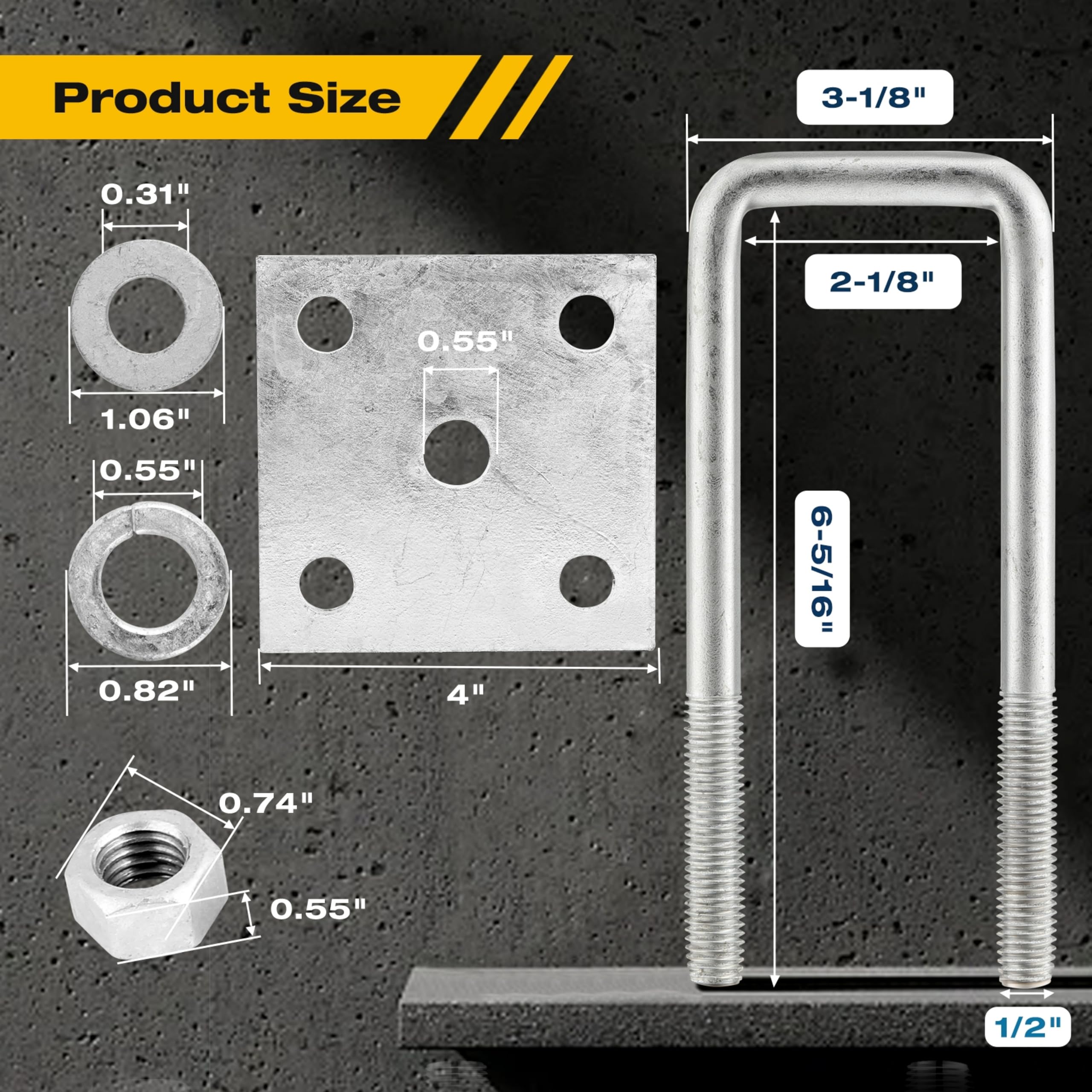 Xdo Bolt Snapklik.com : KATUNA Hot-dip Galvanized Zinc Square U Bolt Kit For ...