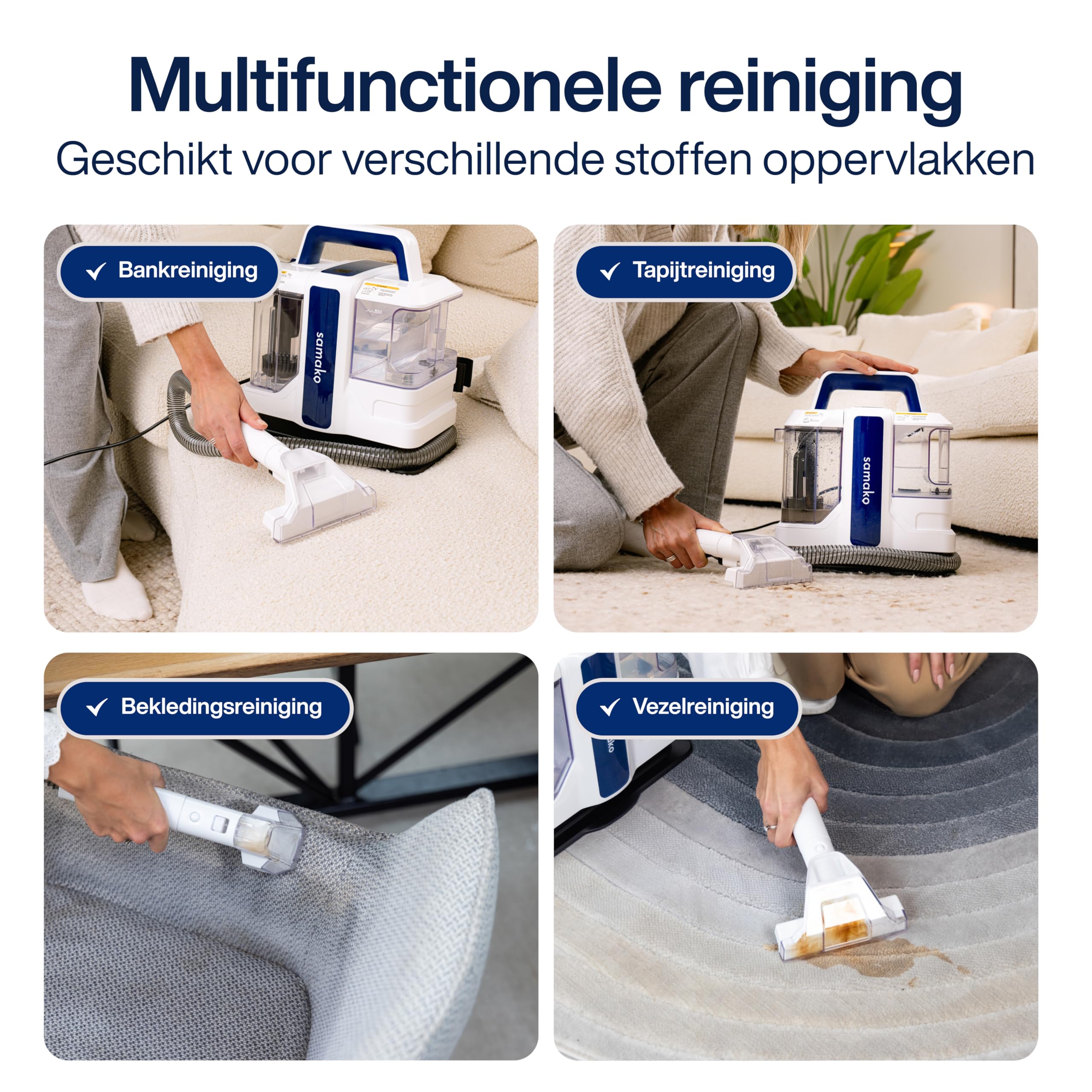 Samako Professionele Tapijtreiniger - Draagbare Vlekkenreiniger Bankreiniger Meubelreiniger Zetelreiniger Haarverwijderaar Stofzuiger Matrasreiniger