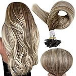 Full Shine K Tip Hair Extensions Real Human Hair 3 Medium Brown Ombre to 8 Ash Brown and 22 Honey Blonde U Tip Hair Extensions Human Hair 40 Grams 14 Inch Remy Hair for Women