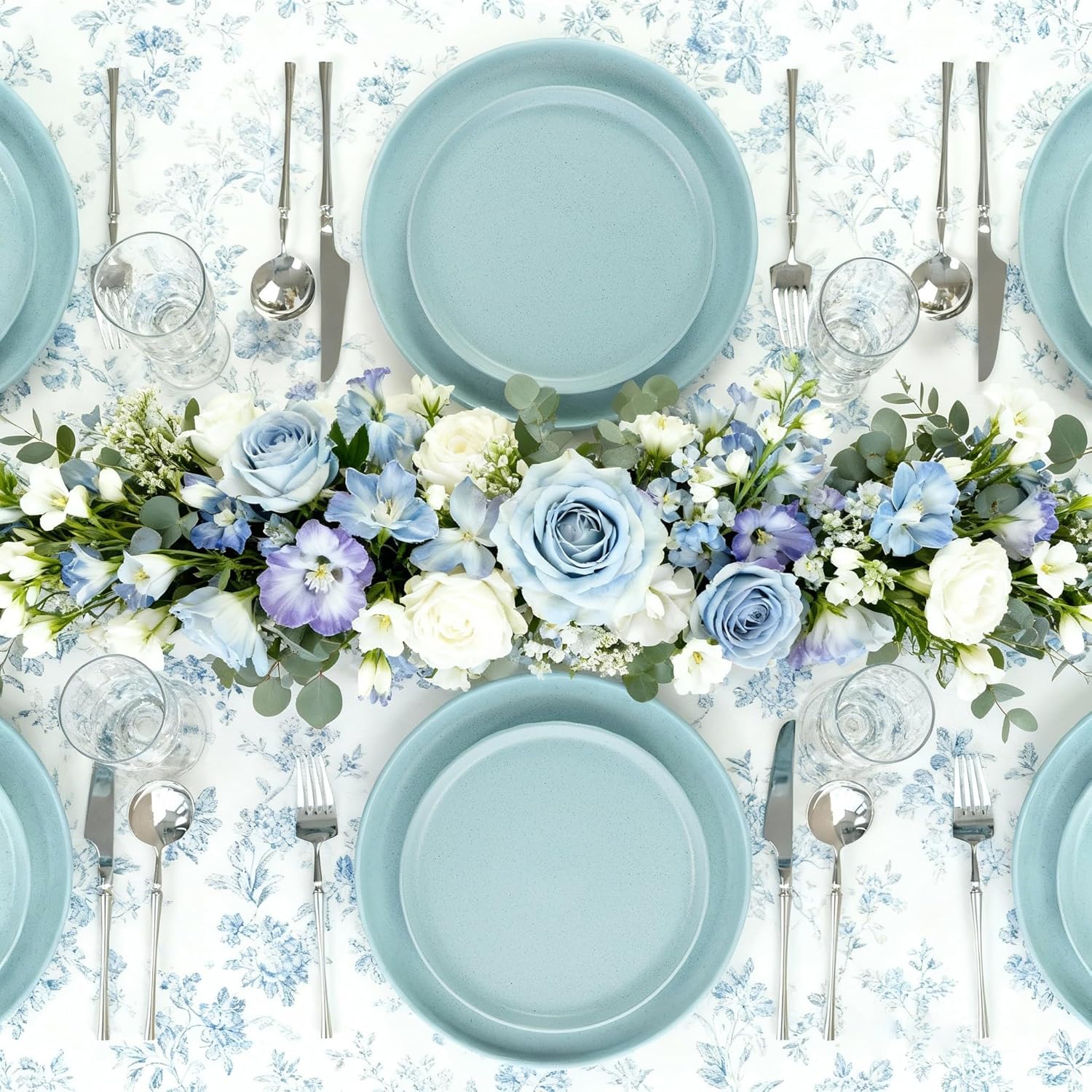 Reactive Glaze Stoneware Dinnerware Set Service for 2, 8 Piece Ceramic Plates and Bowls with Deep Pasta Bowls, Chip Resistant, Microwave & Dishwasher Safe