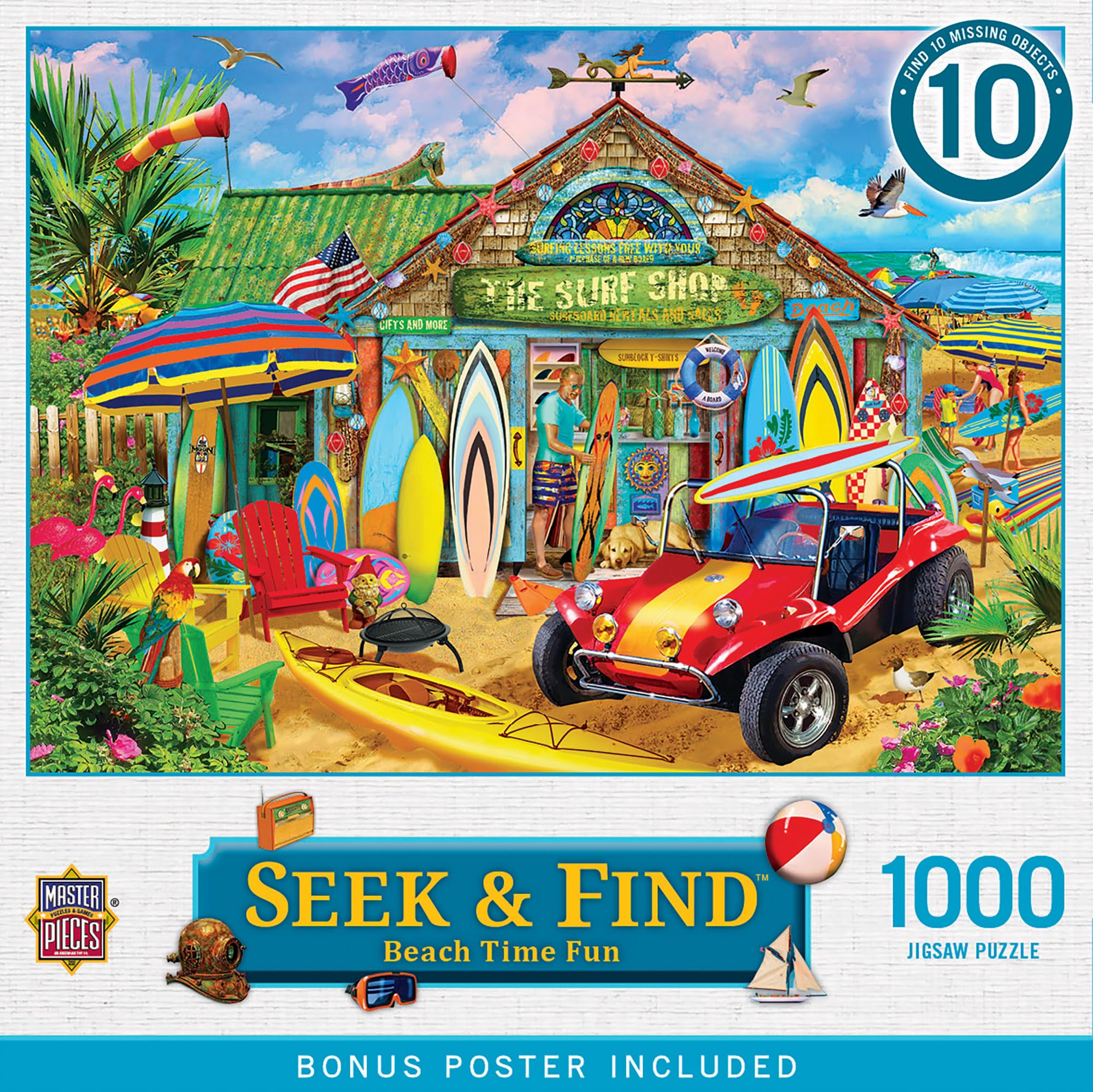 1000 Piece Seek & Find Jigsaw Puzzle for Adults, Family, Or Youth - Beach Time Fun - 19.25"x26.75"