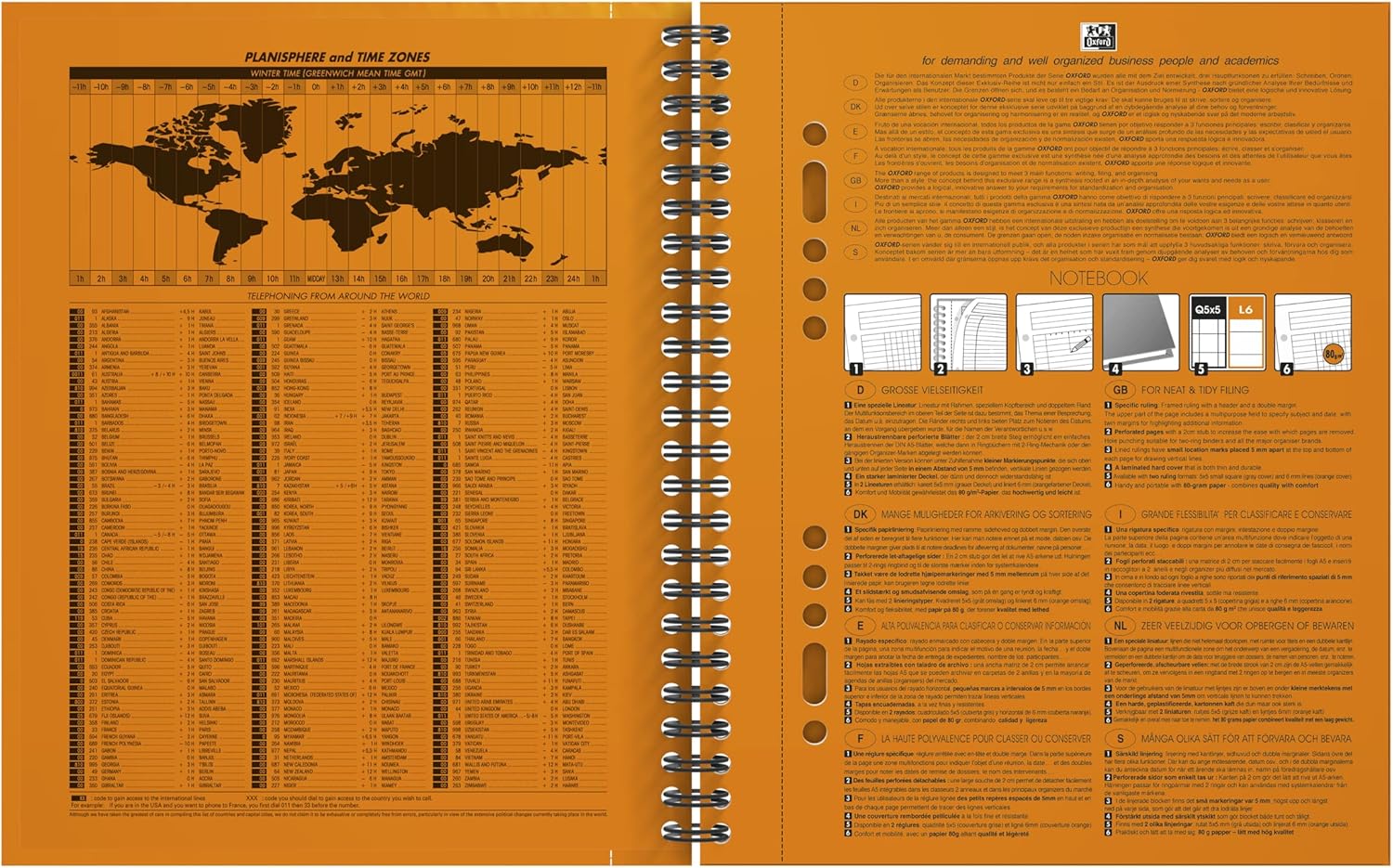 OXFORD 100102680 Notebook International A5 + Lined 160 Sheets Sturdy Cardboard Cover Orange Spiral Notebook Collegeblock - Clever Organization for Managers and Executives