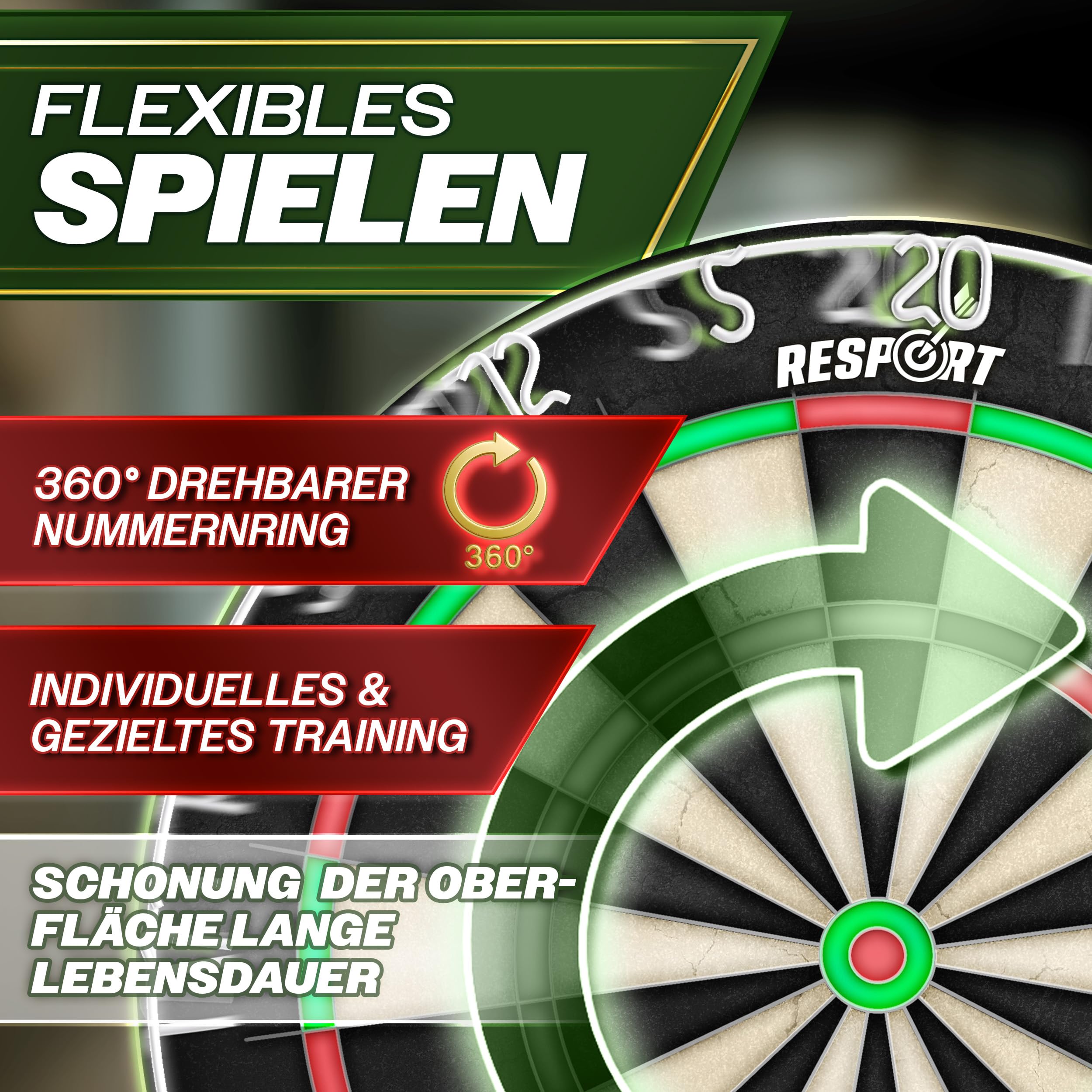 RE:SPORT® Sisal Premium Dartscheibe XXL Set mit 9 Profi Dartpfeile + 24 Pro Flights + Zubehör | Steeldart Dartboard mit Montageset | Steeldartscheibe mit Pfeilen Startlinie