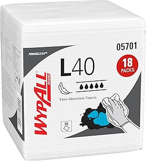 WypAll L40 Disposable Cleaning and Drying Towels (05701), Limited Use Towels, White,18 Packs per Case, 56 Sheets per Pack, 1,008 Sheets Total