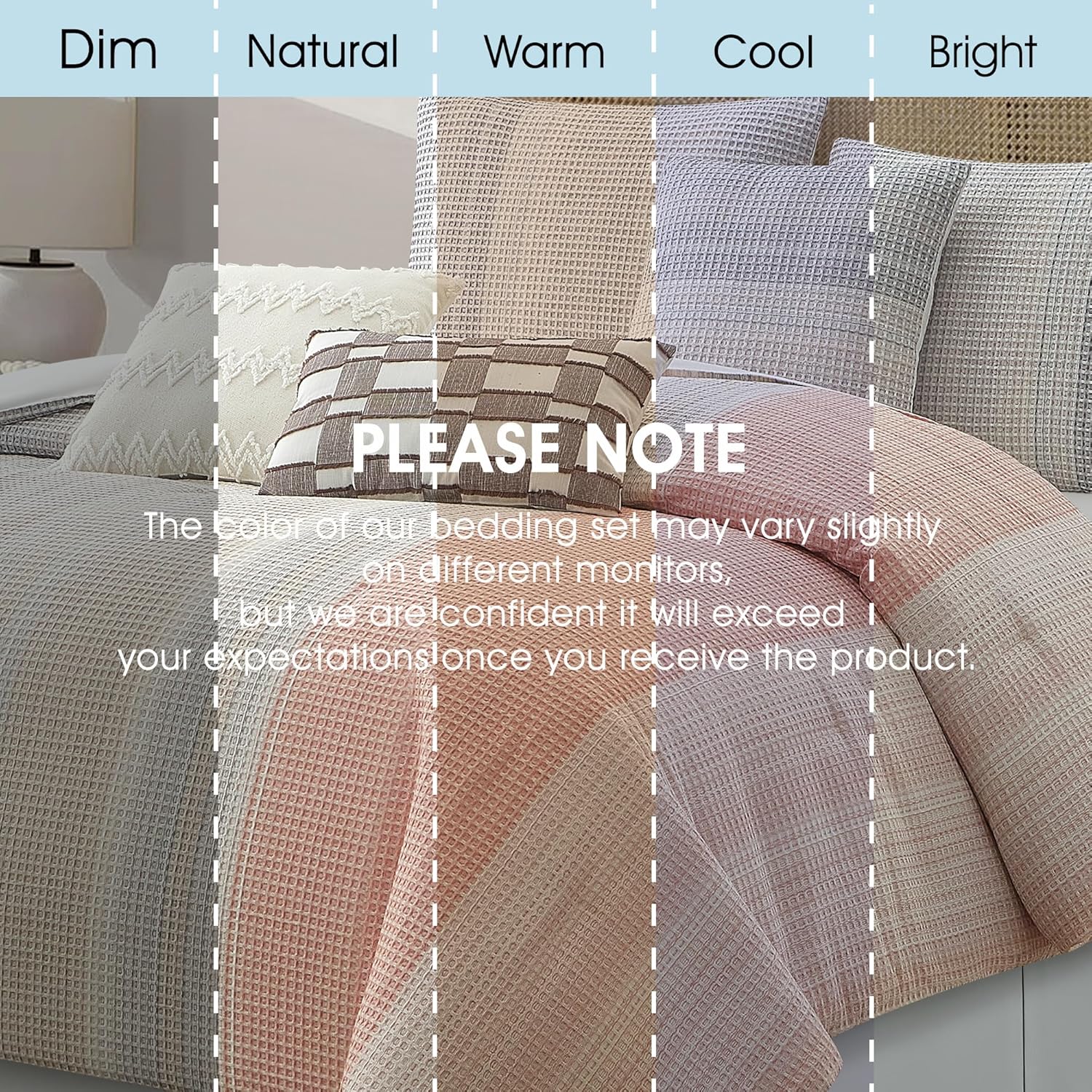 7 Pieces Queen Comforter Set, Grey, Waffle Jacquard Woven, Bed in a Bag, Modern and Elegant Bedding Set for All Seasons with Shams, Bedskirt, Decorative Pillows