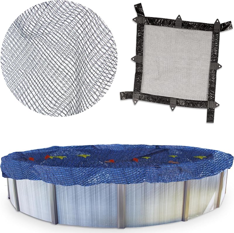 SWIMLINE HYDROTOOLS Leaf Net Heavy Duty Winter Leaf Net Pool Cover for Above Ground Swimming Pools | for 15 X 27 FT Oval Pools | 18 X 30 FT Netting Size | Black | Winch & Cable Included | CO91527
