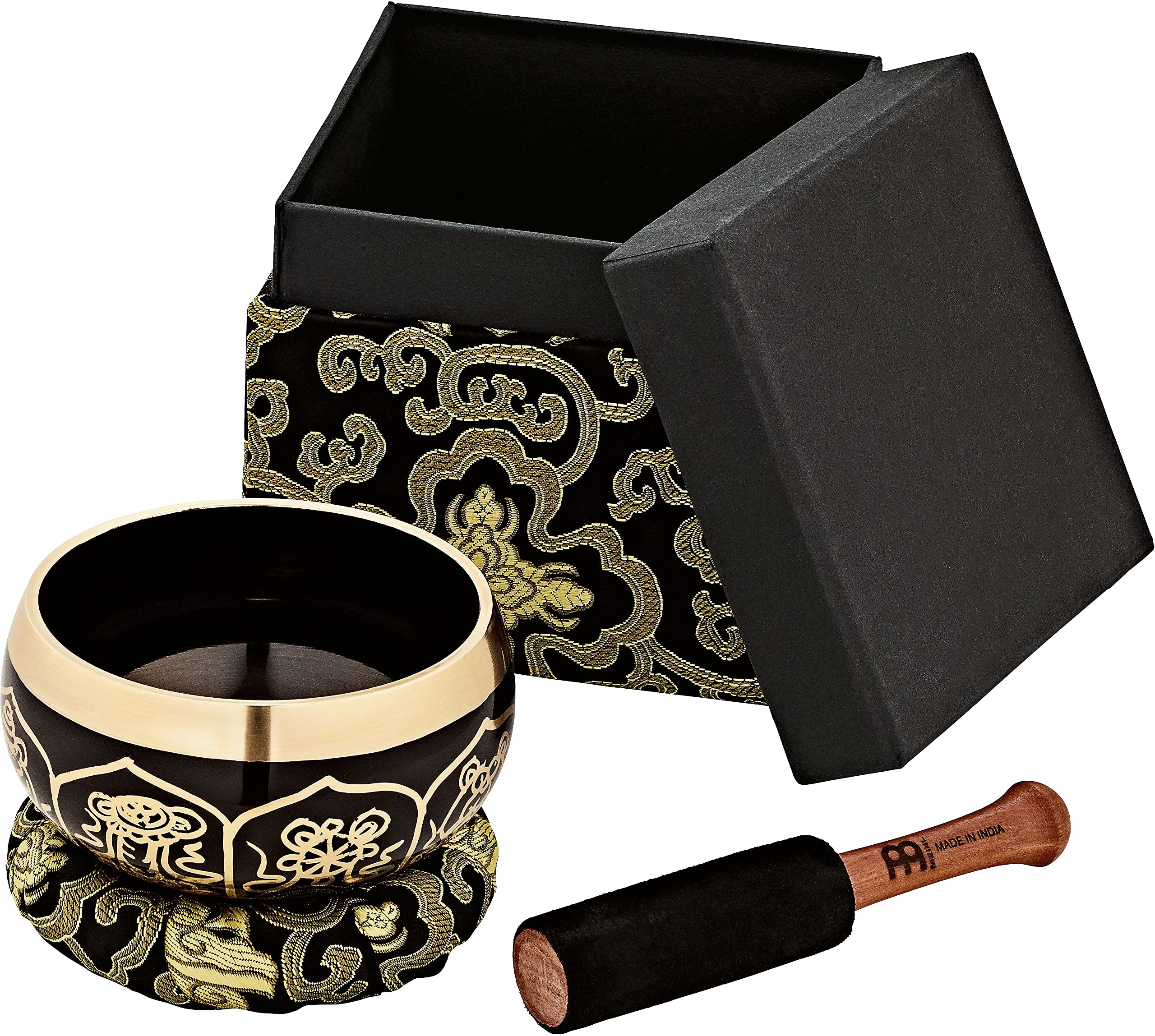 MEINL Singing Bowl - ORNAMENTAL SERIES - 10.5cm / 4,13" - 400g / 14.11 oz (SB-OR-400-BK), Ornamental Black, 400 g