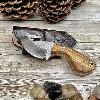 Golden Horn Expert in Handcraft CLARK OLIVE HANDLE, N690 BOHLER STEEL BLADE, LEATHER SHEATH