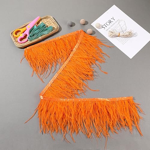 Miniatura 11 de Ribbón de plumas de avestruz rojo, 1.5 capas, 2 yardas de 4 a 5 pulgadas, cintas con flecos, para costura, vestido, proyectos de manualidades
