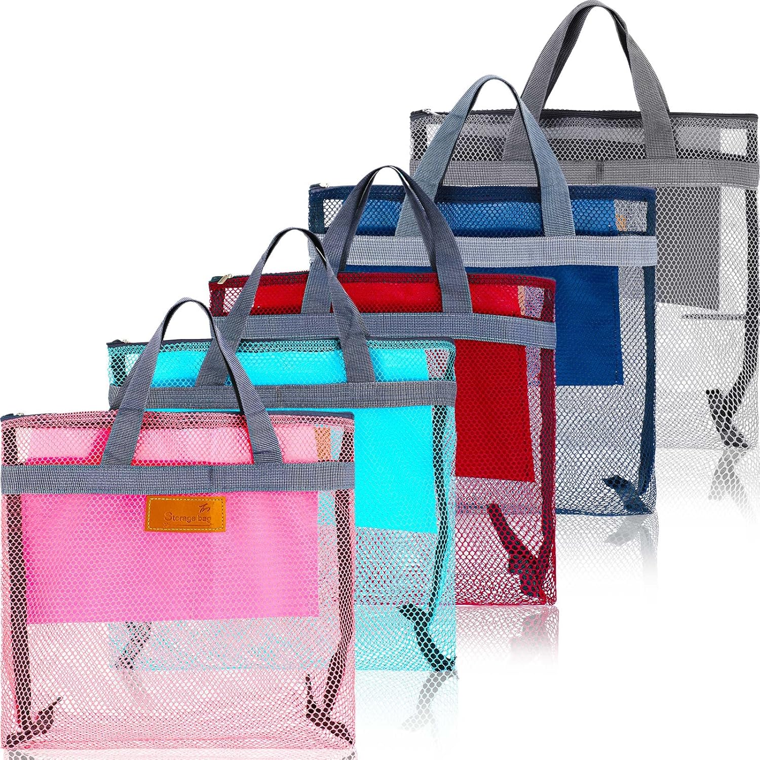 Amazon.com: 5 Pieces Mesh Shower Caddy Tote Gym Shower Caddy Travel Shower Bag Quick Dry Shower ...
