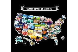 Large Scratch Off Map Of United States 23x16 inch - Hand Drawn...